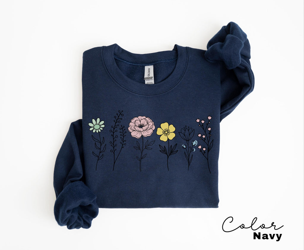 Boho Wildflower Vintage Botanical Graphic Sweatshirt
