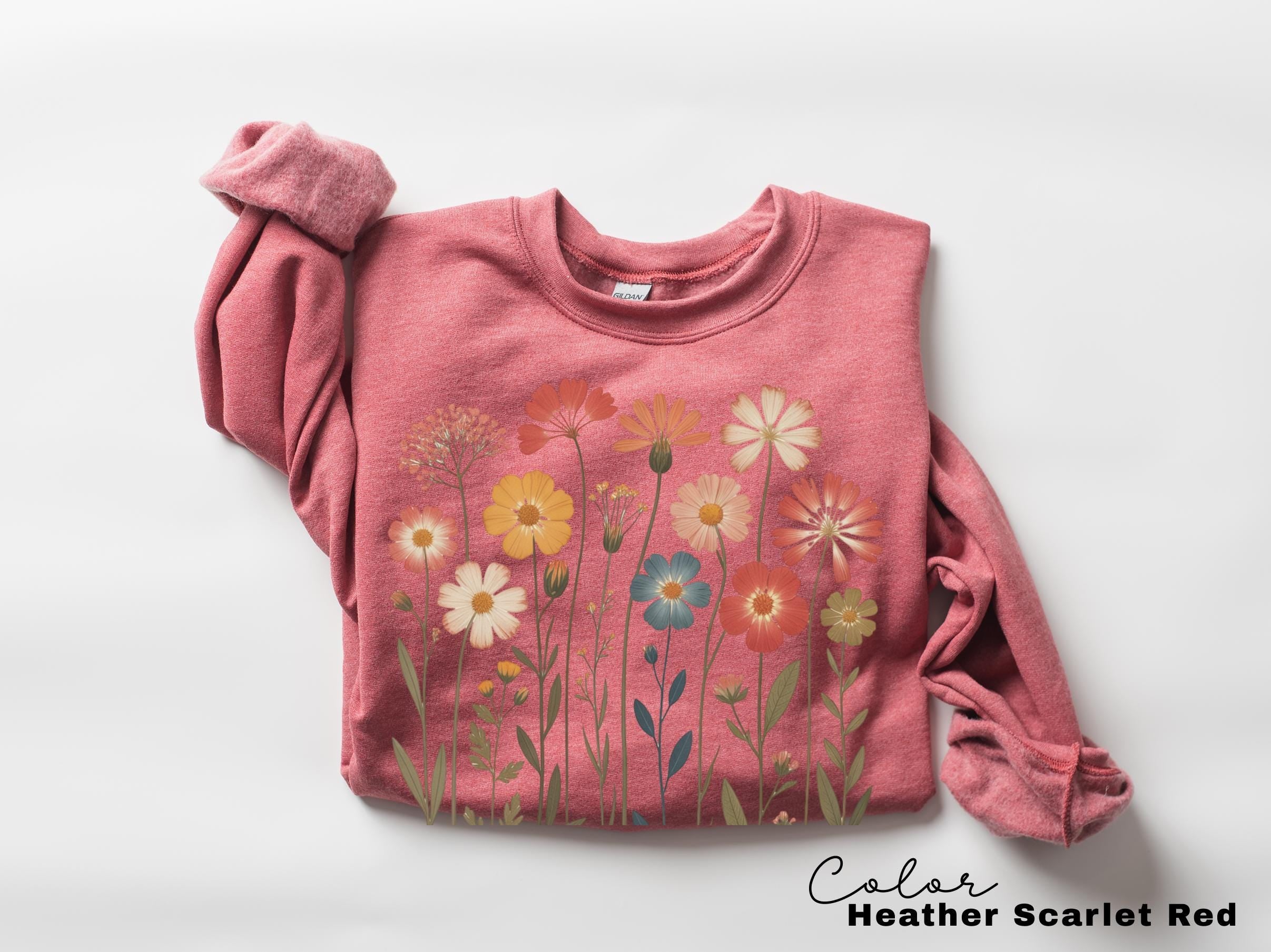 Cottagecore Floral Heart Pressed Flower Sweatshirt