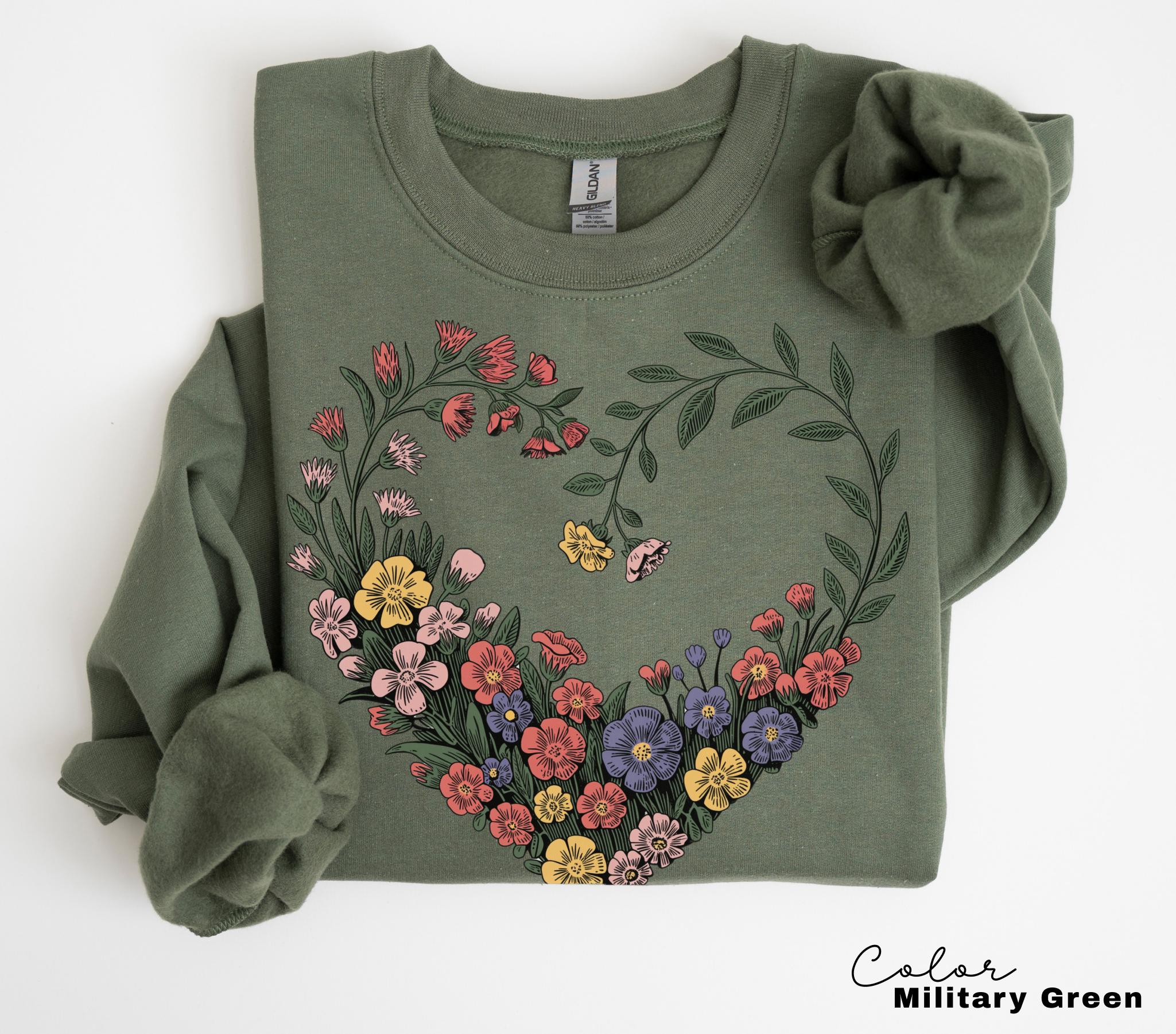 Cottagecore Floral Heart Pressed Flower T-Shirt