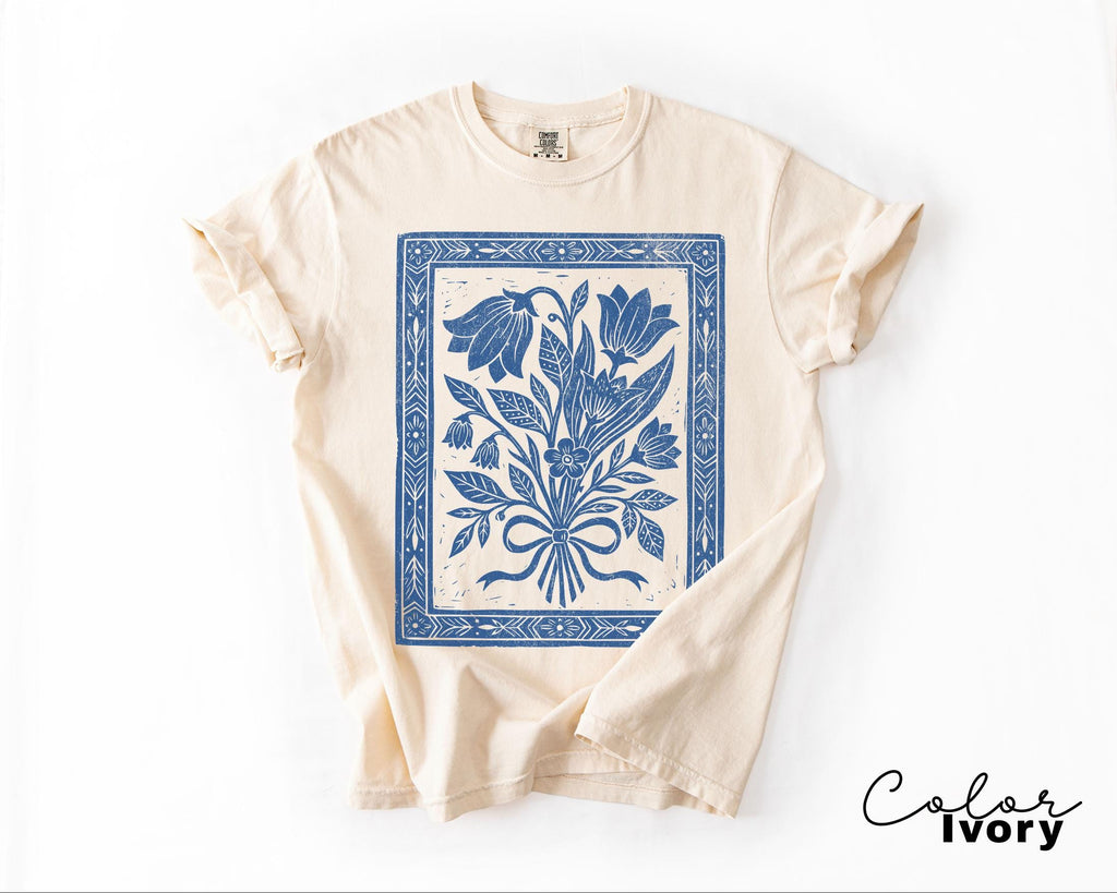 Pressed Wildflowers Comfort Colors Shirt, Vintage Botanical Floral Tee, Cottagecore Boho Flower Shirt, Garden Gift