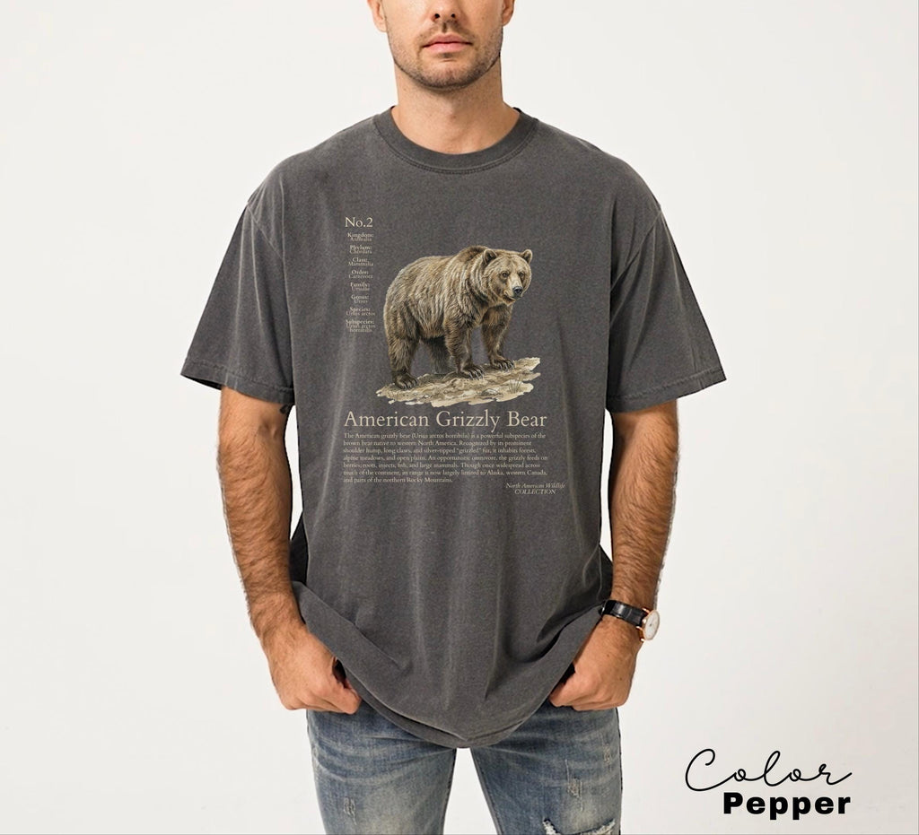 Retro Grizzly Bear Shirt, North American Wildlife Vintage 90s Unisex T-shirt, Nature Shirt, National Parks, Camping Tee, Forestcore, Hiking