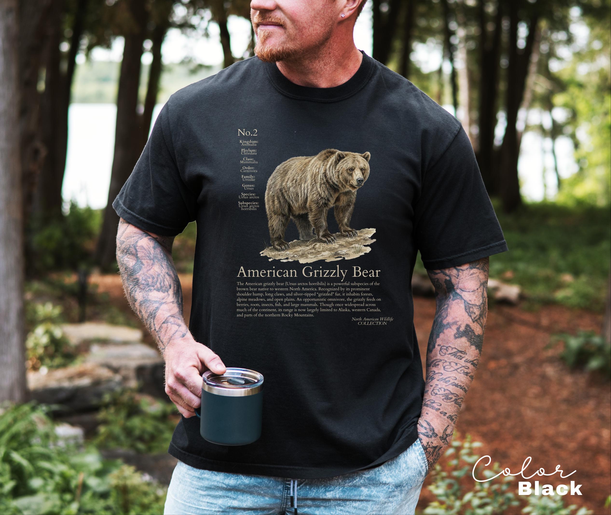 Retro Grizzly Bear Shirt, North American Wildlife Vintage 90s Unisex T-shirt, Nature Shirt, National Parks, Camping Tee, Forestcore, Hiking