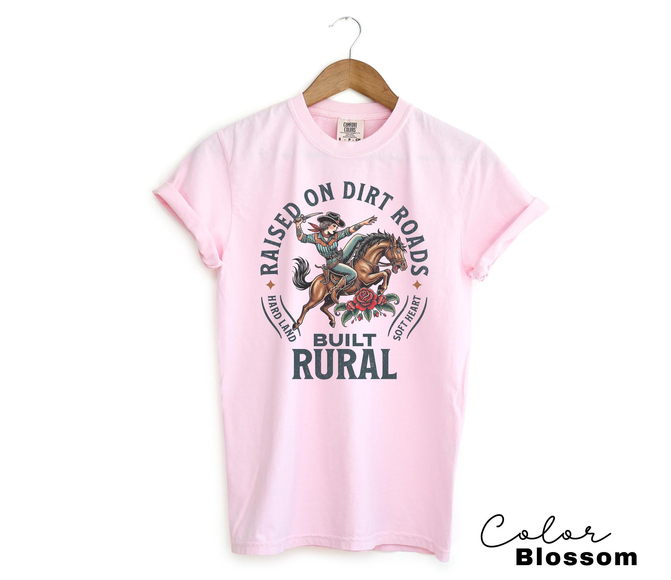 Country Cowgirl Shirt, Built Rural Retro T-shirt, Western Grunge Sweatshirt, Vintage Cowboy, Country Rodeo Crewneck, Raised on Dirt Roads,