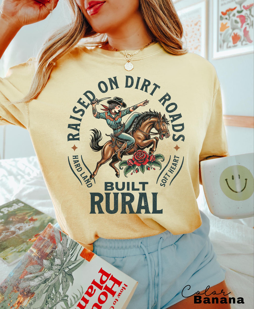 Country Cowgirl Shirt, Built Rural Retro T-Shirt, Western Crewneck