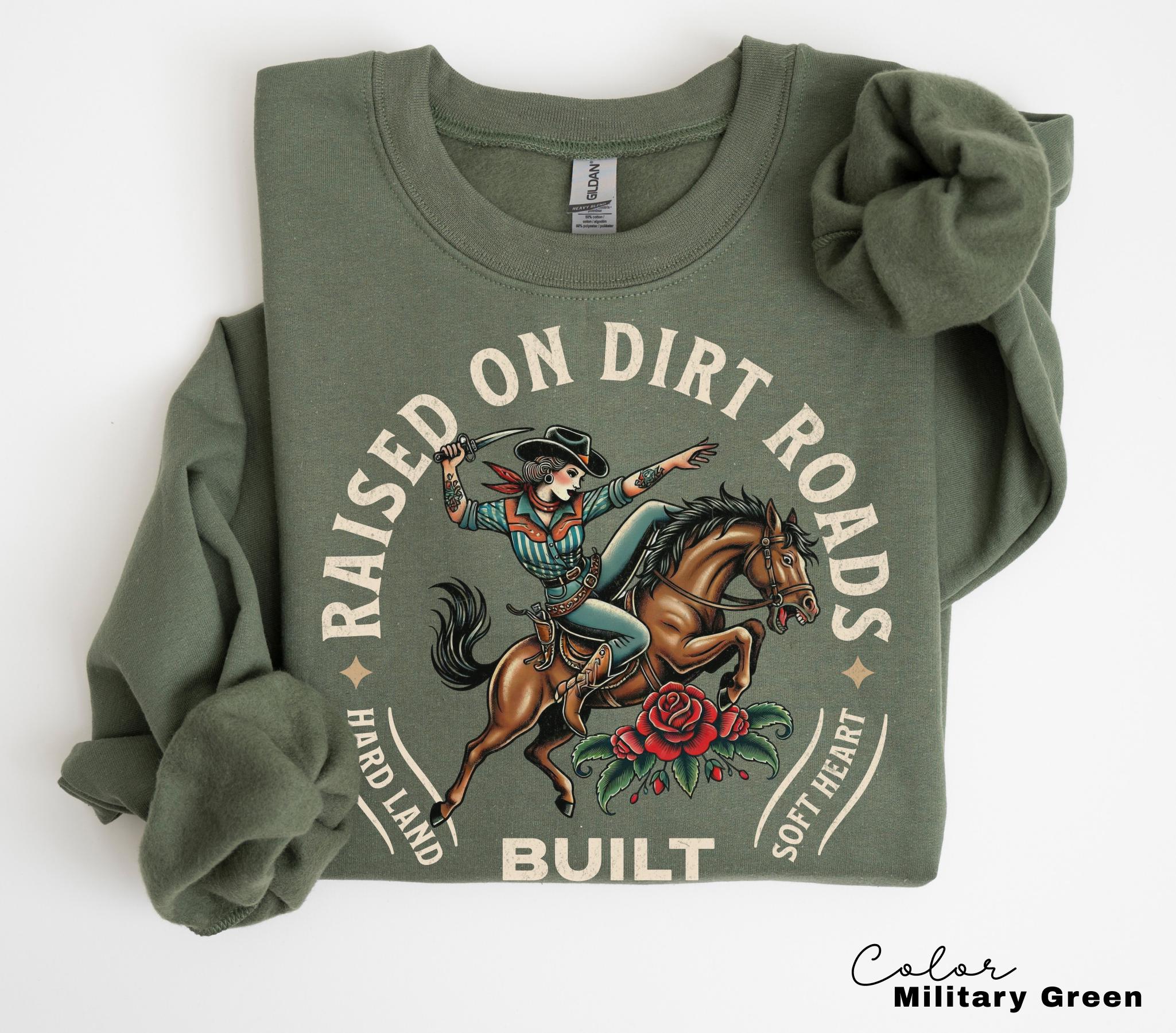 Country Cowgirl Shirt, Built Rural Retro T-Shirt, Western Crewneck
