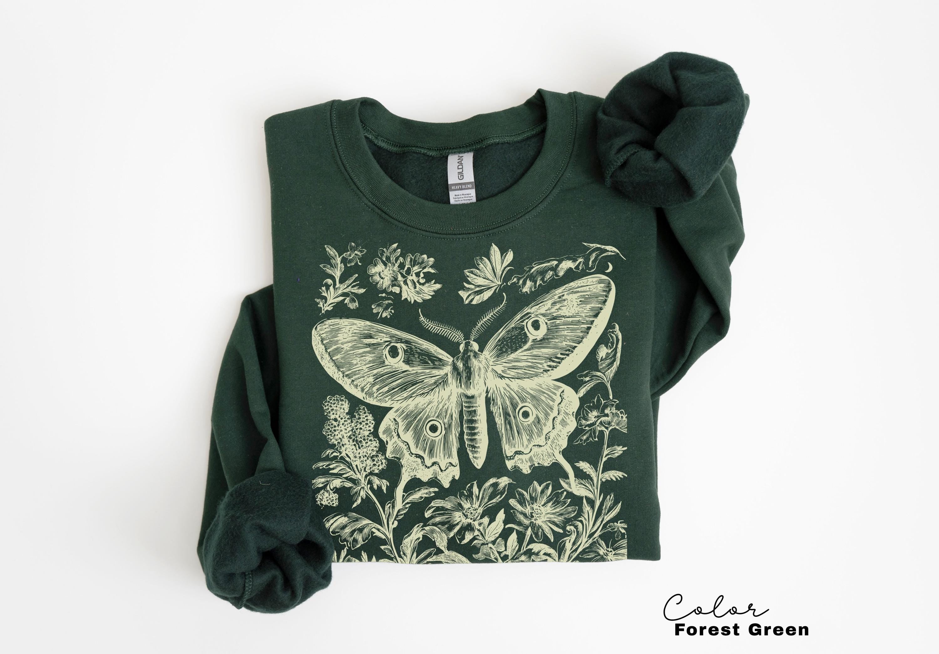 Vintage Oversized Comfort Colors Moth Shirt, Cottagecore Nature Sweatshirt, Washed Boho Gothic Nature Tee,