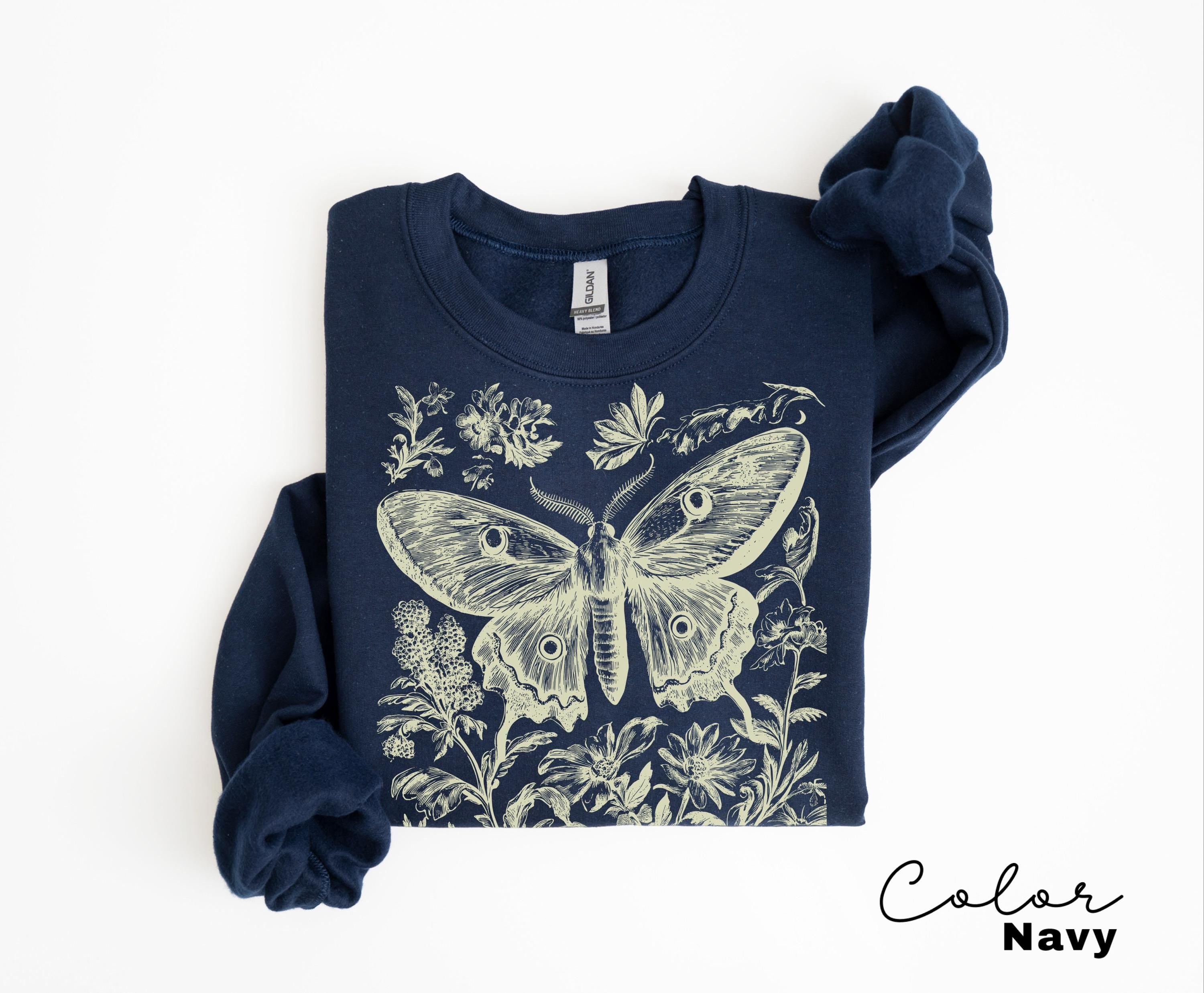 Vintage Oversized Comfort Colors Moth Sweatshirt, Cottagecore Nature Tee