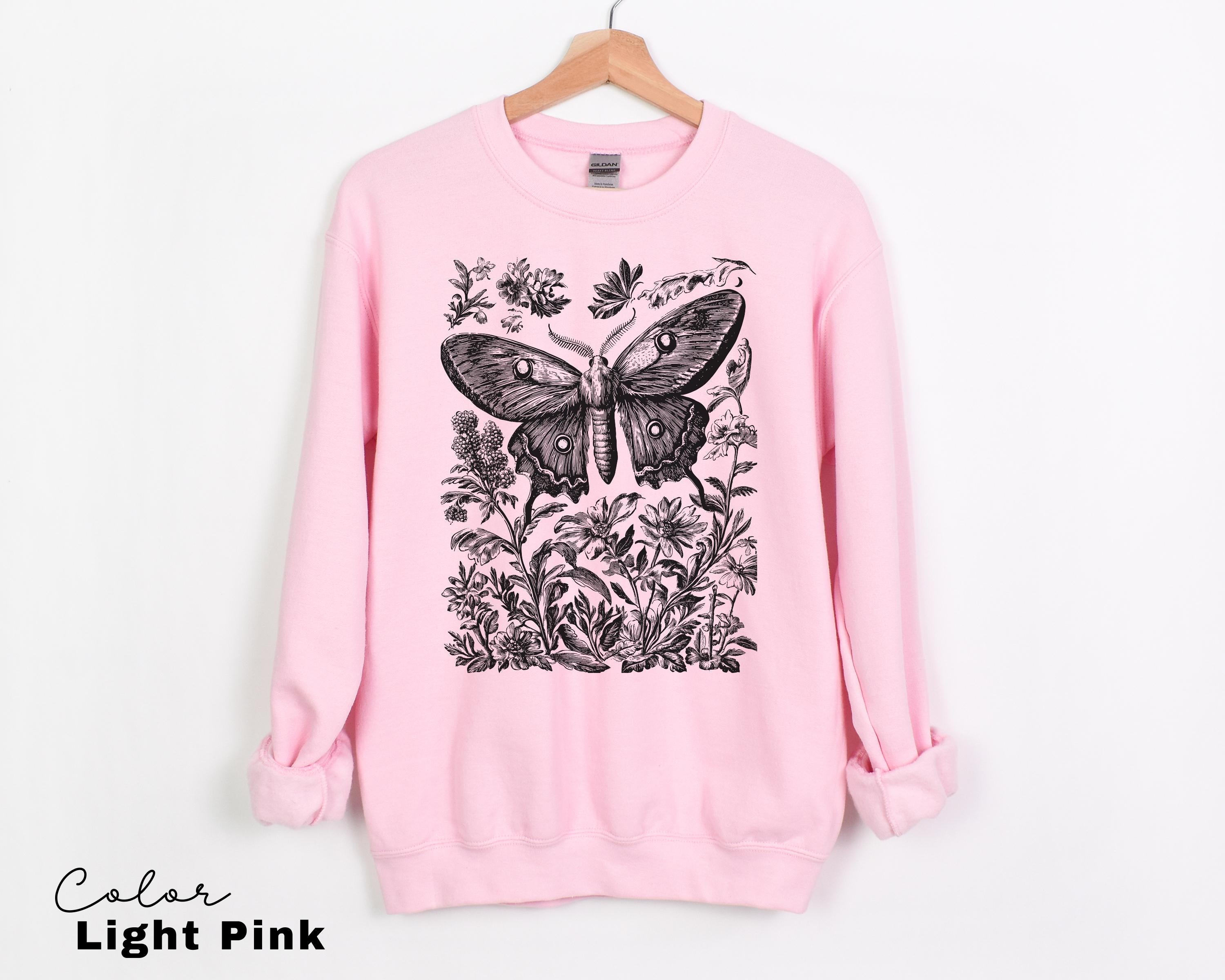 Vintage Oversized Comfort Colors Moth Sweatshirt, Cottagecore Nature Tee
