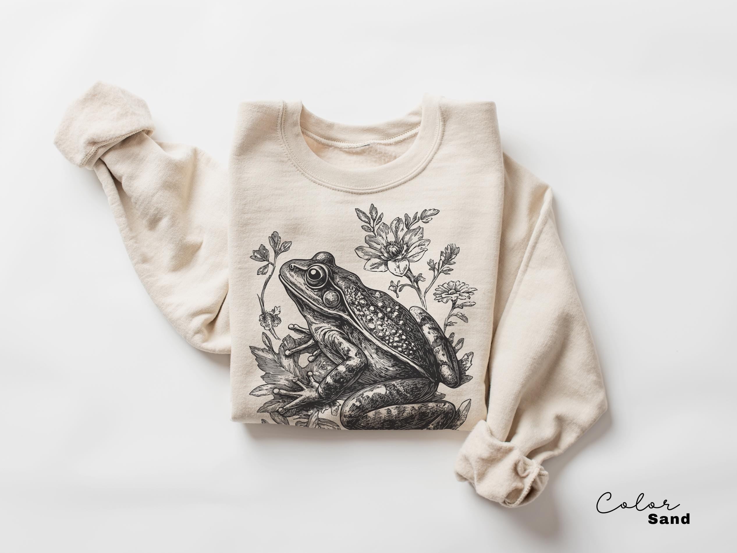 Cottagecore Frog Shirt, Frog Folk Art Forest Animal Sweatshirt, Woodland Aesthetic Top, Comfort Colors Tee, Boho Crewneck