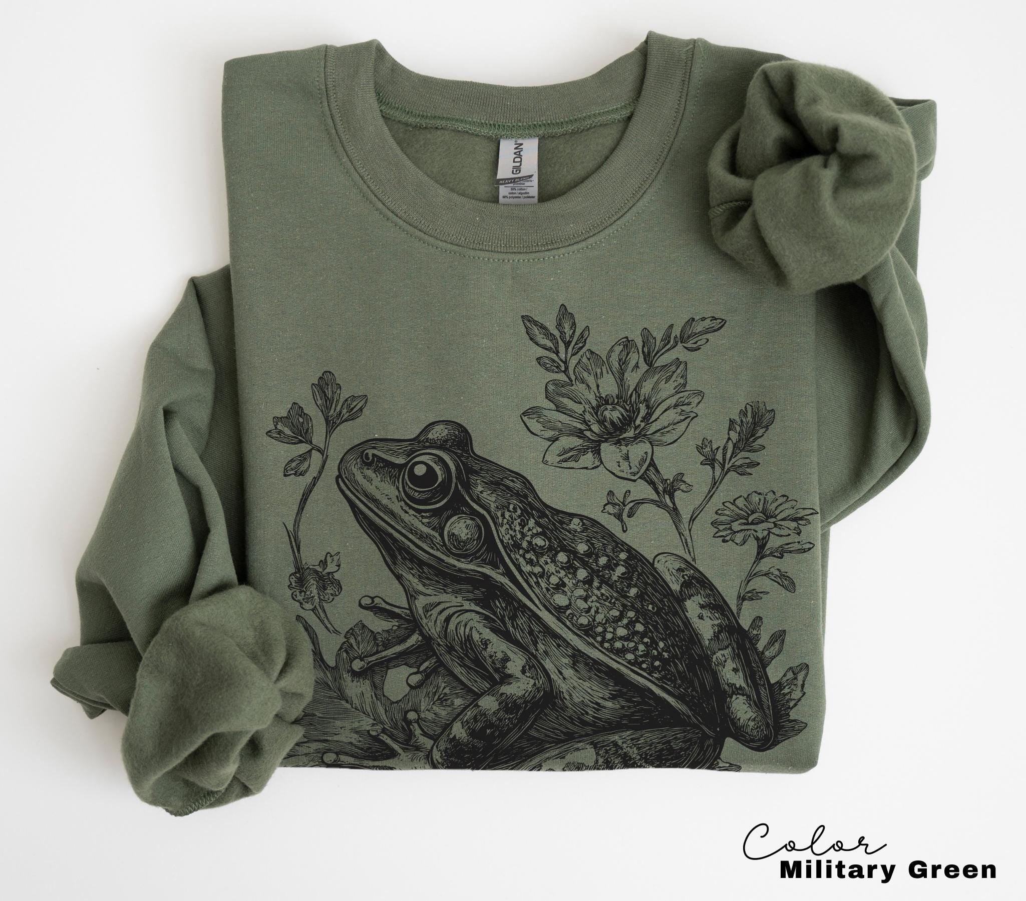 Cottagecore Frog Shirt, Frog Folk Art Forest Animal Sweatshirt, Woodland Aesthetic Top, Comfort Colors Tee, Boho Crewneck