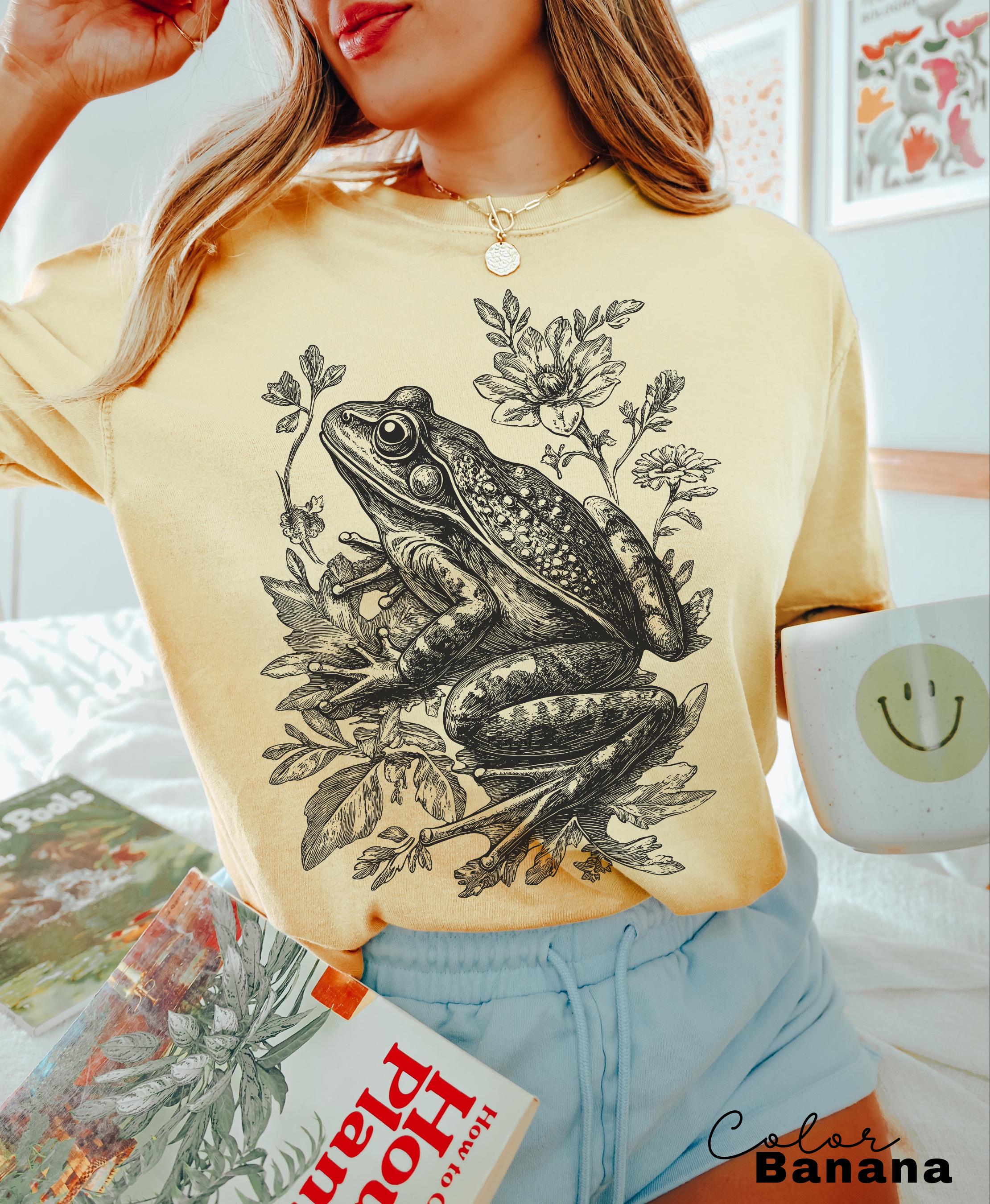 Cottagecore Frog Shirt, Frog Folk Art Forest Animal Sweatshirt, Woodland Aesthetic Top, Comfort Colors Tee, Boho Crewneck