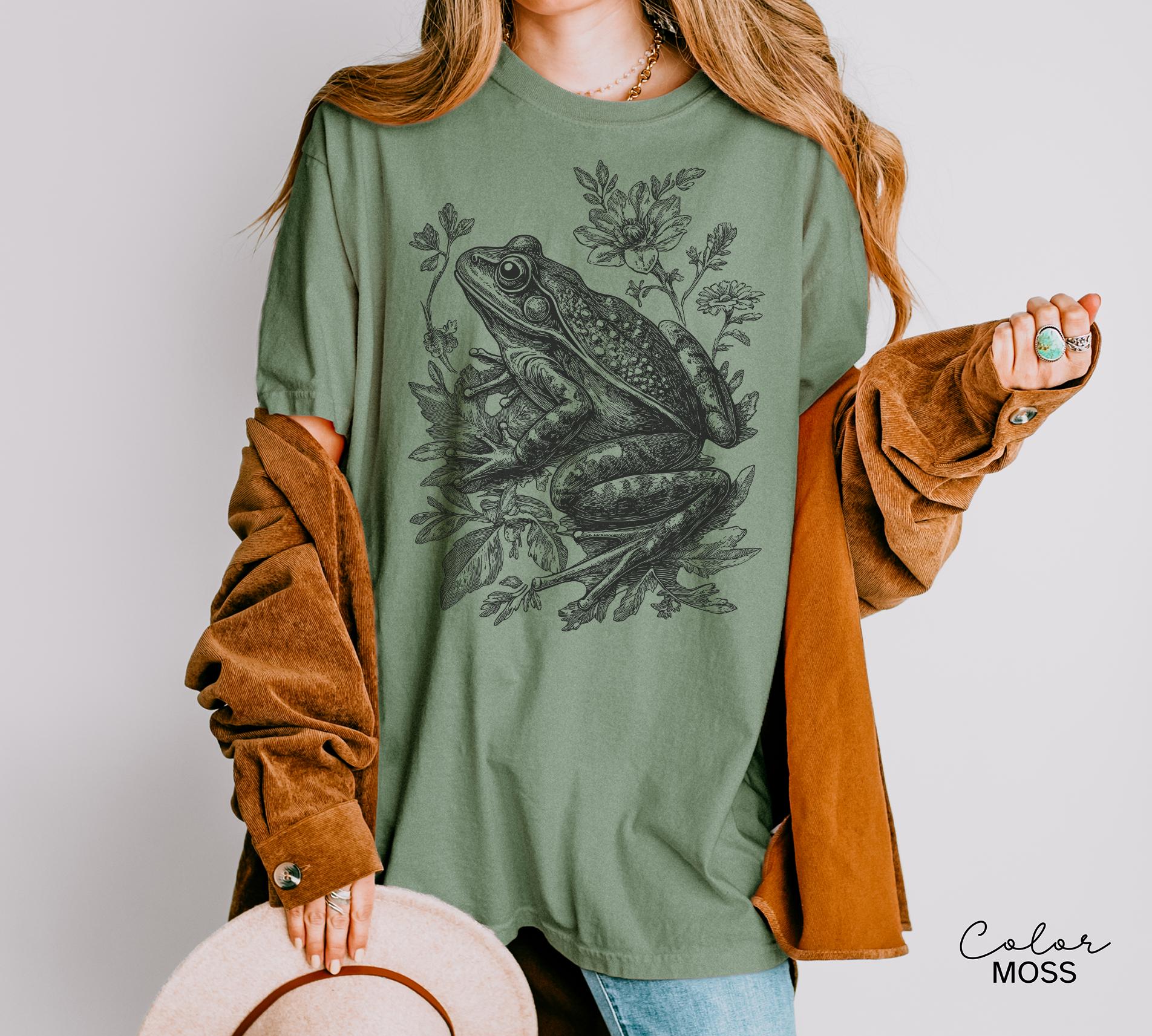 Cottagecore Frog Shirt, Frog Folk Art Forest Animal Sweatshirt, Woodland Aesthetic Top, Comfort Colors Tee, Boho Crewneck