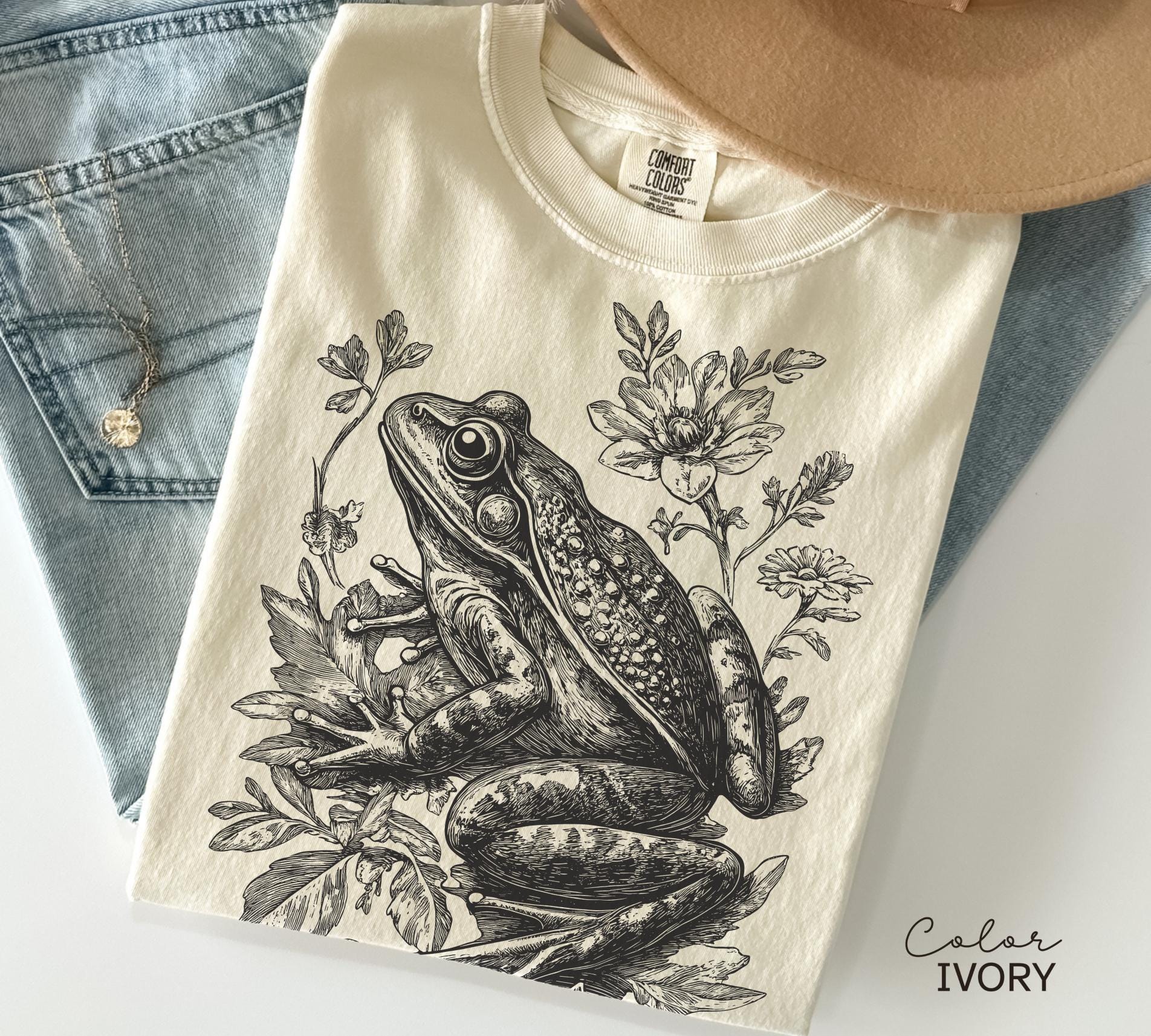 Cottagecore Frog Shirt, Frog Folk Art Forest Animal Sweatshirt, Woodland Aesthetic Top, Comfort Colors Tee, Boho Crewneck