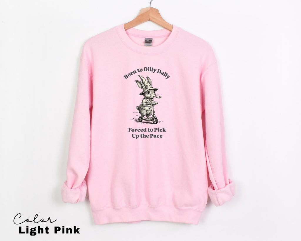 Funny Mental Health Shirt, Born to Dilly Dally, Funny Rabbit Bunny Scooter Sweatshirt, Funny Mental Health Tee, Adult Humor Sarcastic