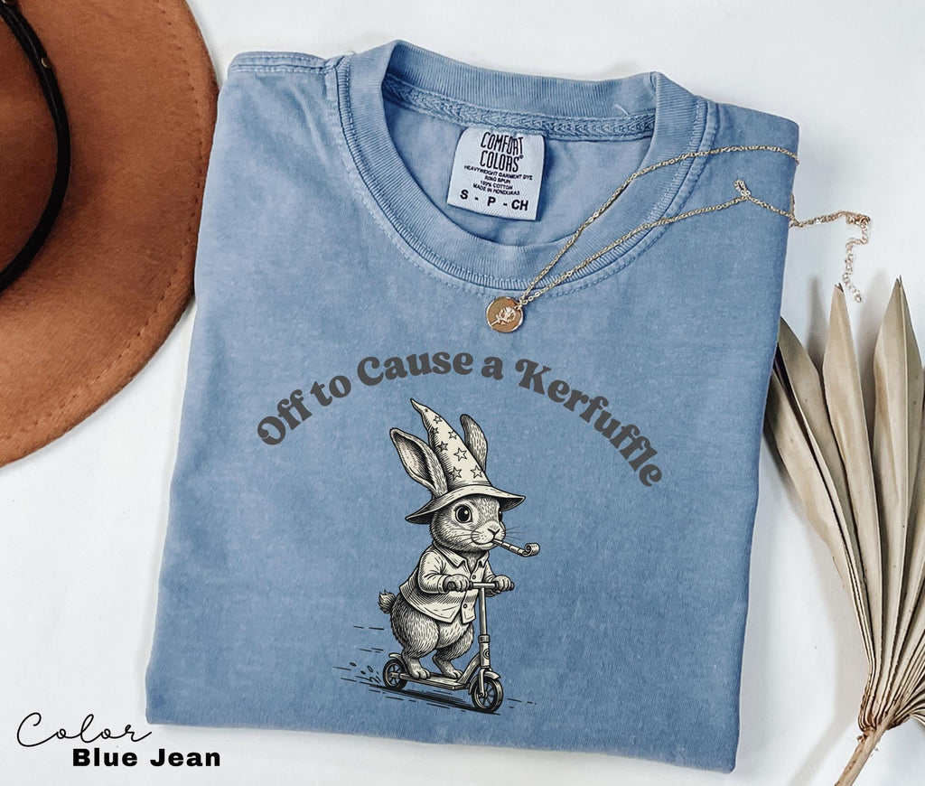 Off To Cause A Kerfuffle Shirt, Funny Rabbit Bunny Scooter Sweatshirt, Funny Mental Health Tee, Adult Humor Sarcastic T-Shirt