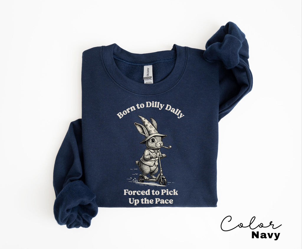 Funny Mental Health Shirt Born to Dilly Dally Rabbit Scooter Tee