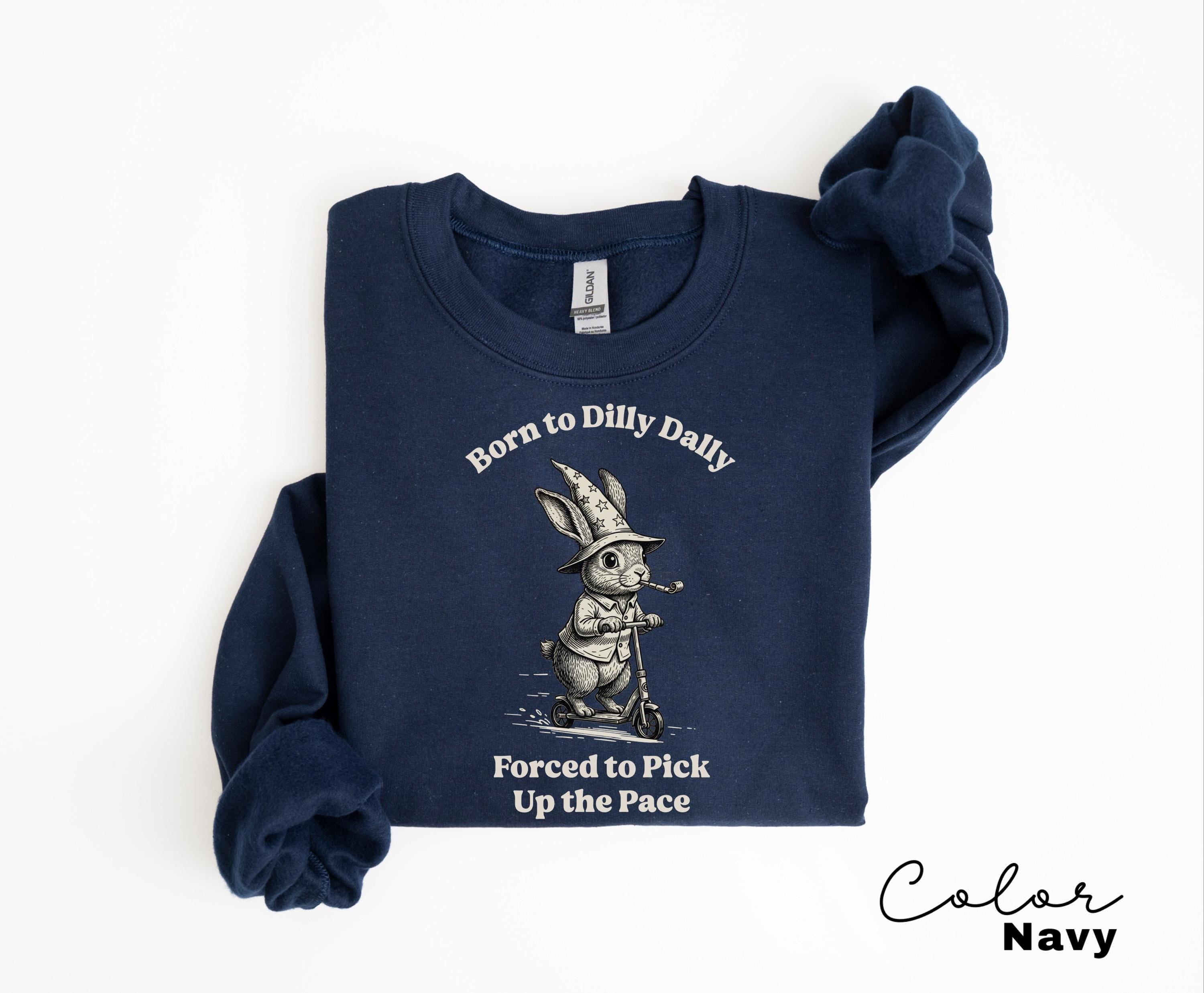 Funny Mental Health Shirt Born to Dilly Dally Rabbit Scooter Tee