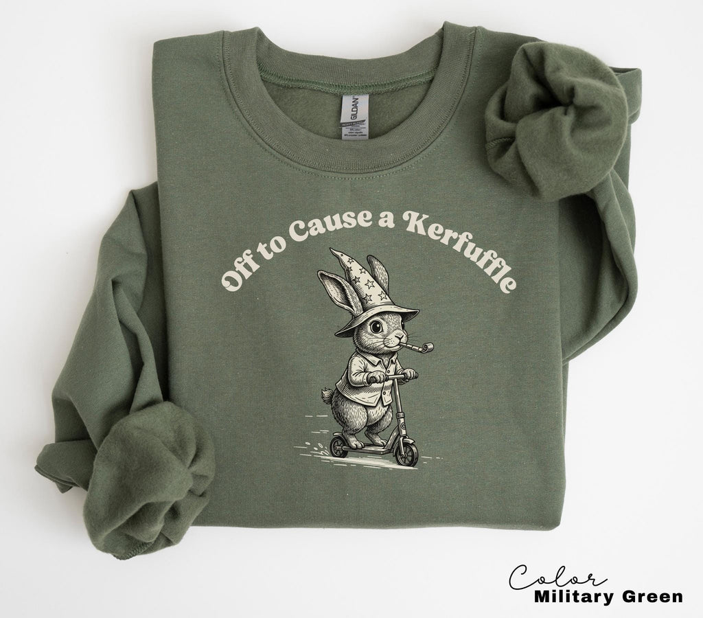 Off To Cause A Kerfuffle Shirt, Funny Rabbit Bunny Scooter Sweatshirt, Funny Mental Health Tee, Adult Humor Sarcastic T-Shirt