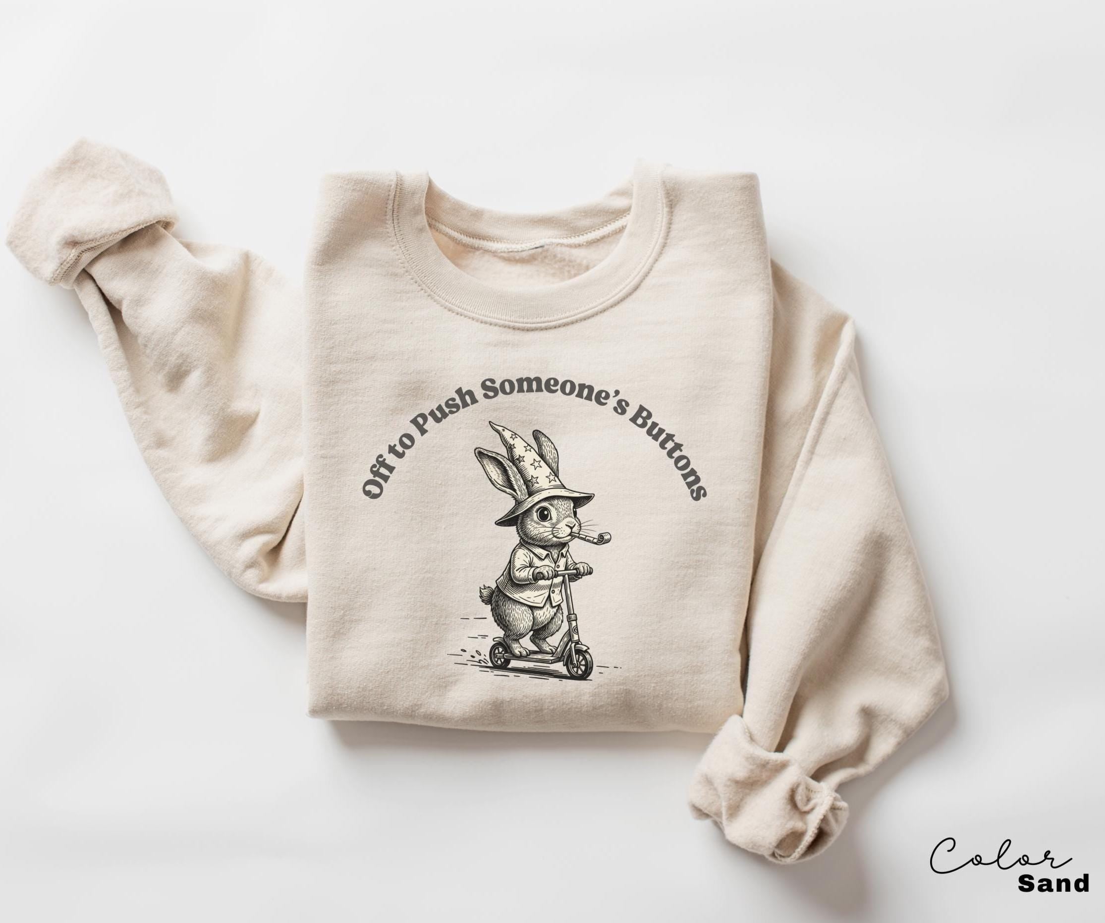 Funny Mental Health Shirt, Off to Push Button, Funny Rabbit Bunny Scooter Sweatshirt, Funny Mental Health Tee, Adult Humor Sarcastic T-Shirt