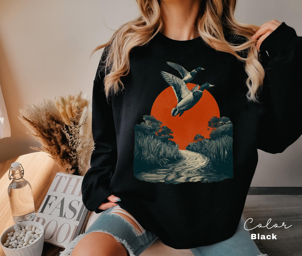Mallard Ducks 90's Flying Duck Sweatshirt, Nature Lover Shirt