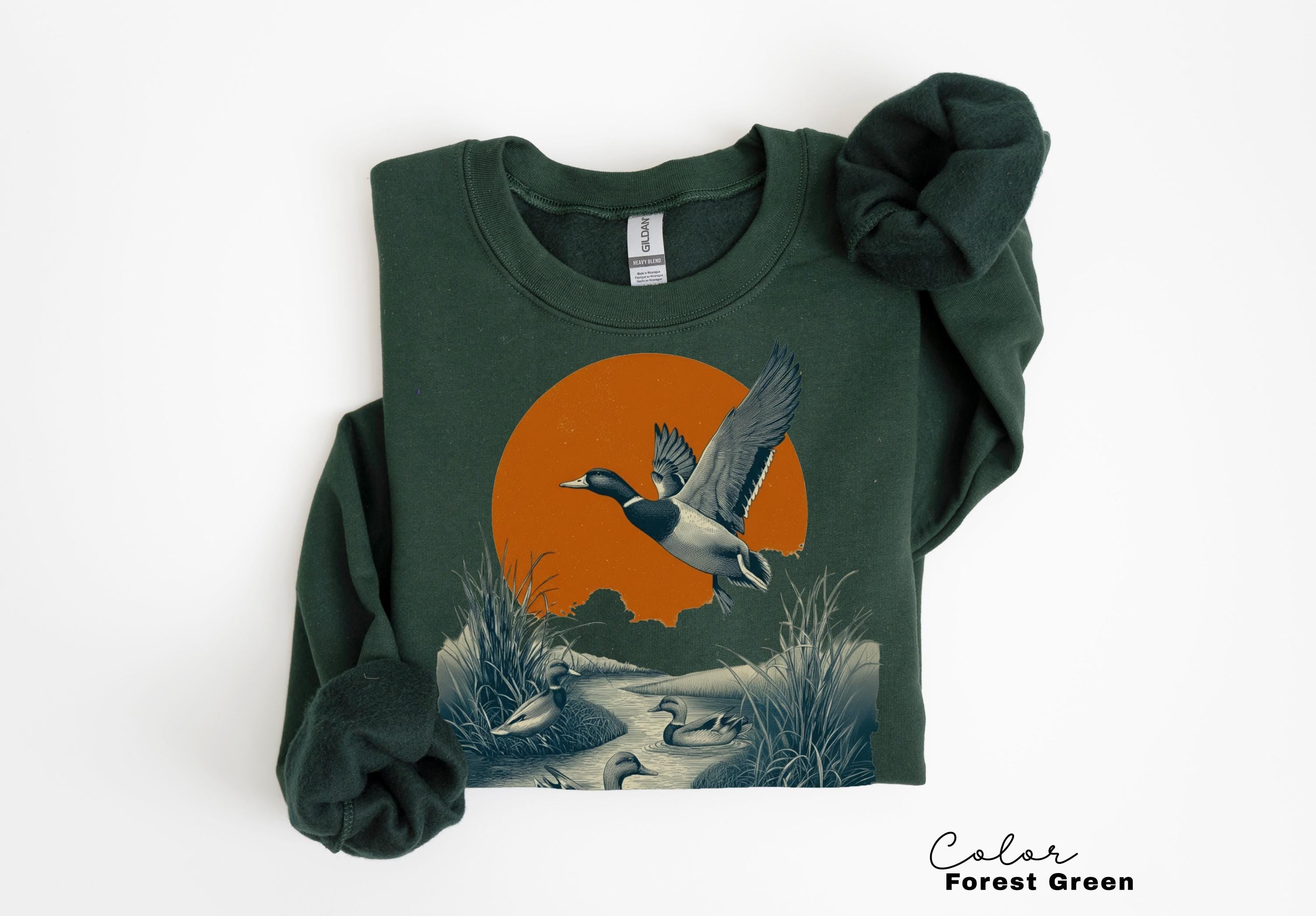 Duck Nature Sweatshirt, 90's Flying Mallard Duck Shirt