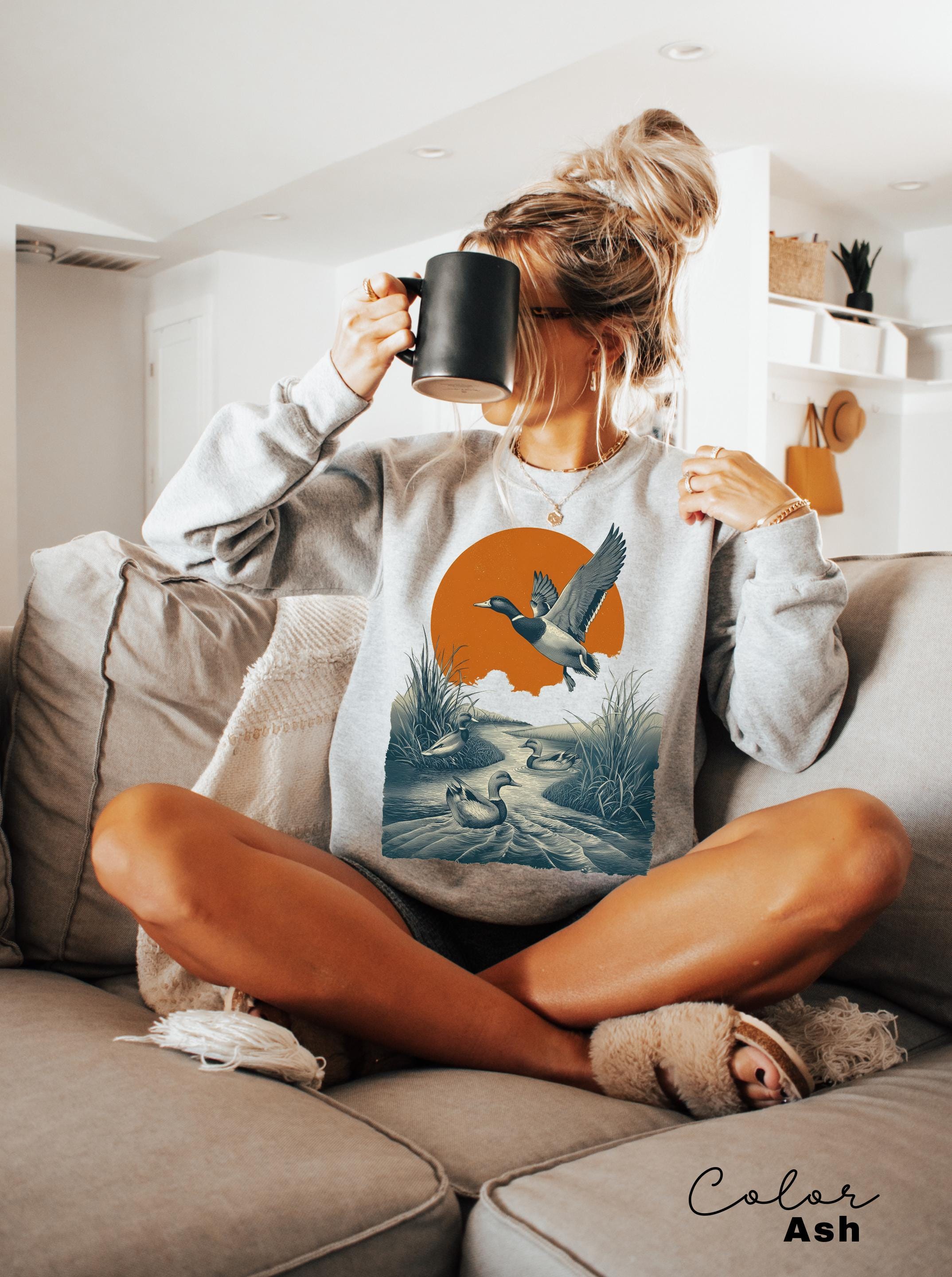 Duck Nature Sweatshirt, 90's Flying Mallard Duck Shirt