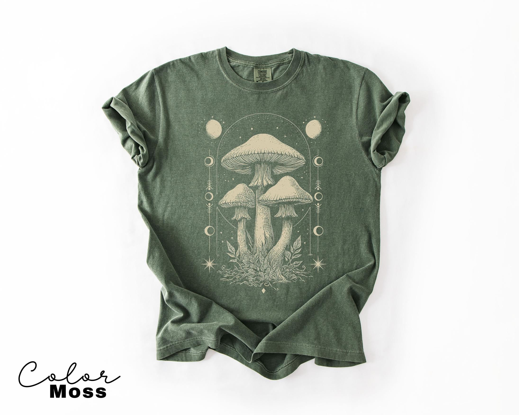 Celestial Mushroom Shirt, Boho Trendy Sweatshirt, Astrology Shirt, Mushroom Lover Gift Tee, Botanic Sweatshirt
