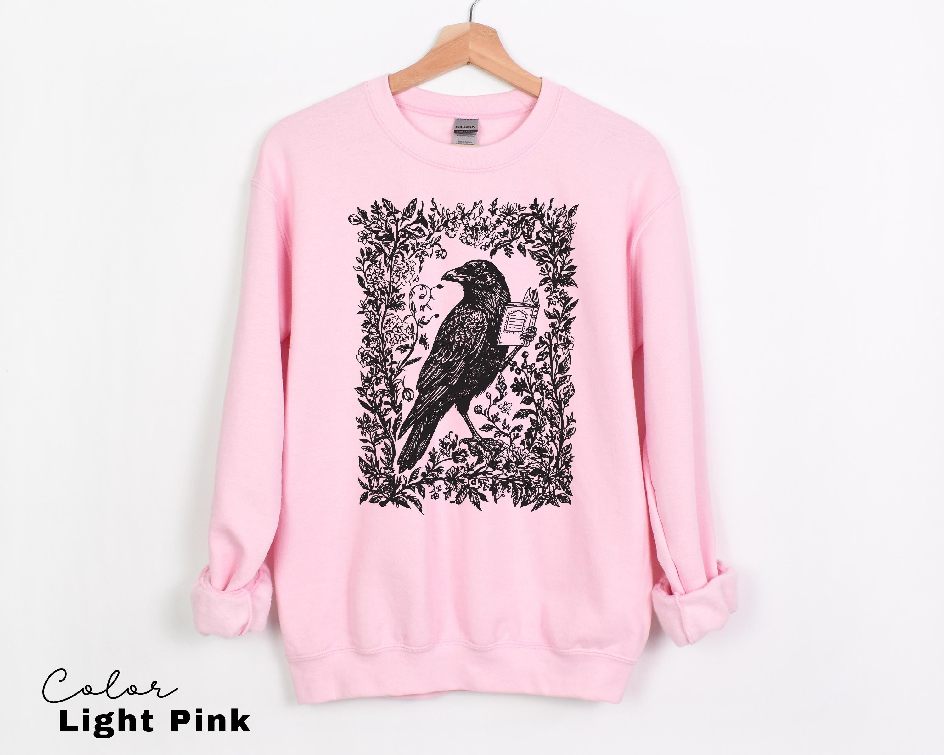 Crow Reading Sweatshirt, Book Lover Dark Academia Shirt