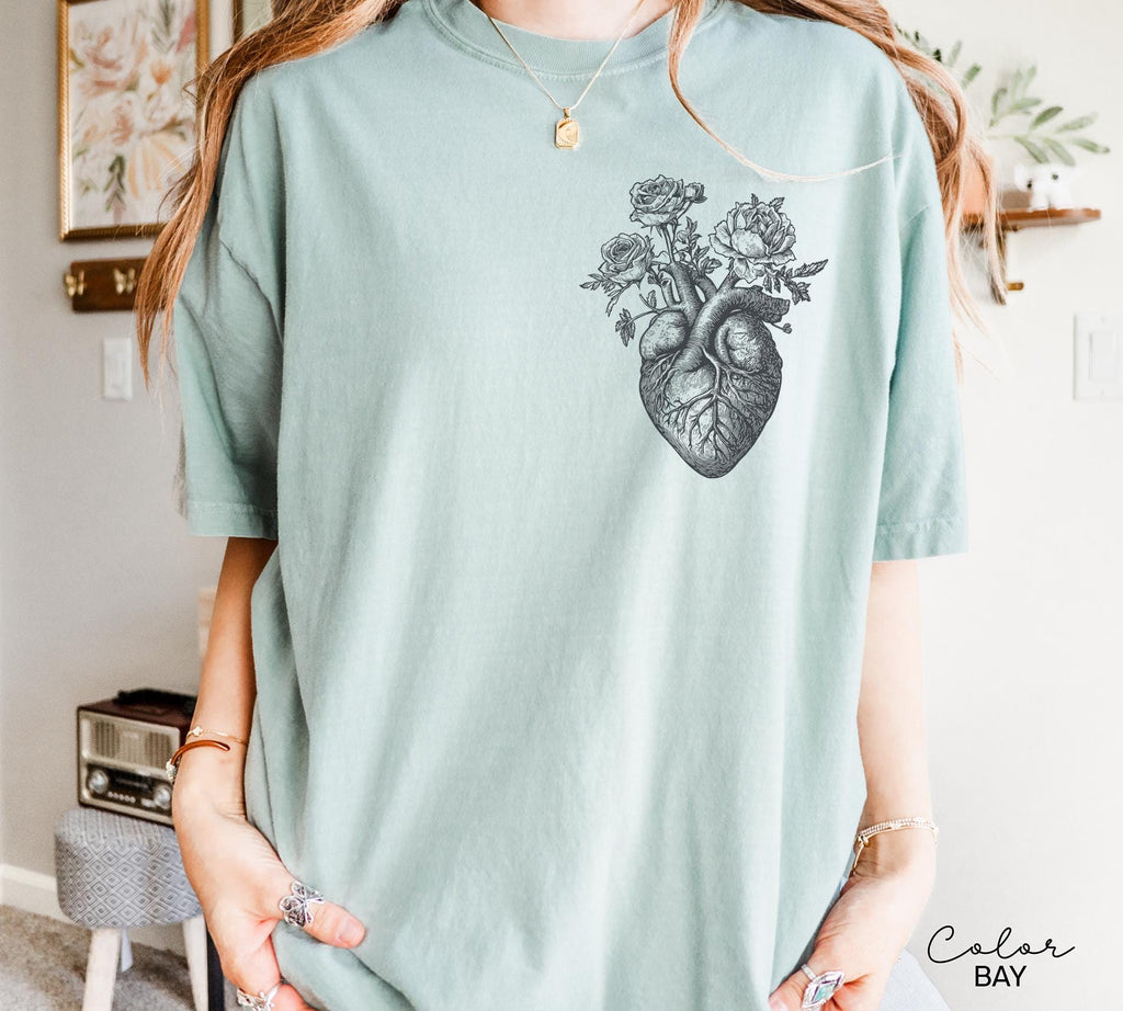 Floral Heart Shirt, Cardiac Nurse Gift, RN Shirt, Nursing School Grad