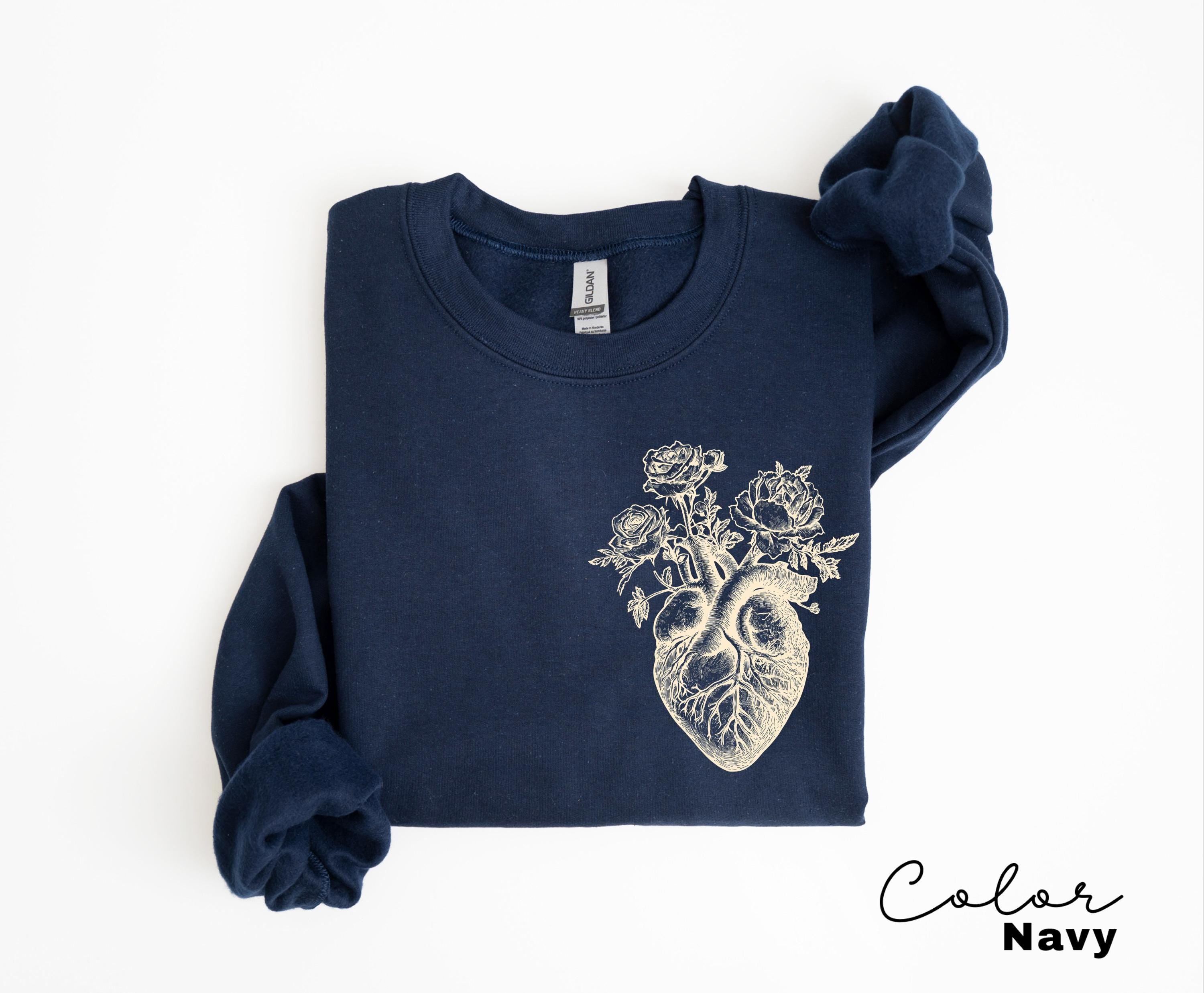 Floral Heart Cardiac Nurse Gift T-Shirt or Sweatshirt