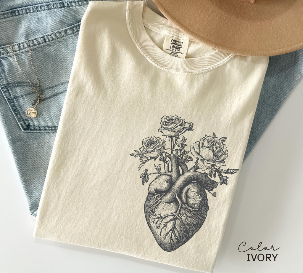 Floral Heart Shirt, Cardiac Nurse Gift, RN Shirt, Nursing School Grad