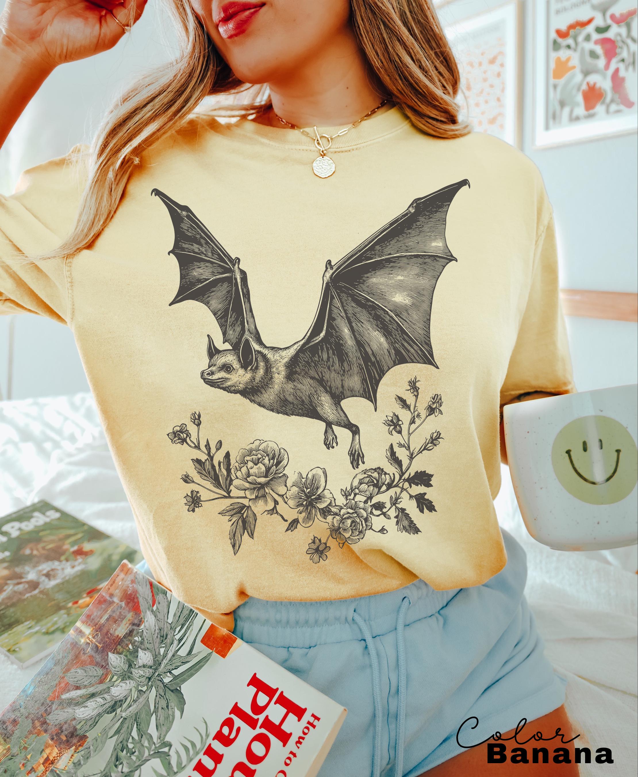 Vintage Style Bat T-Shirt, Gothic Cottagecore Graphic Tee