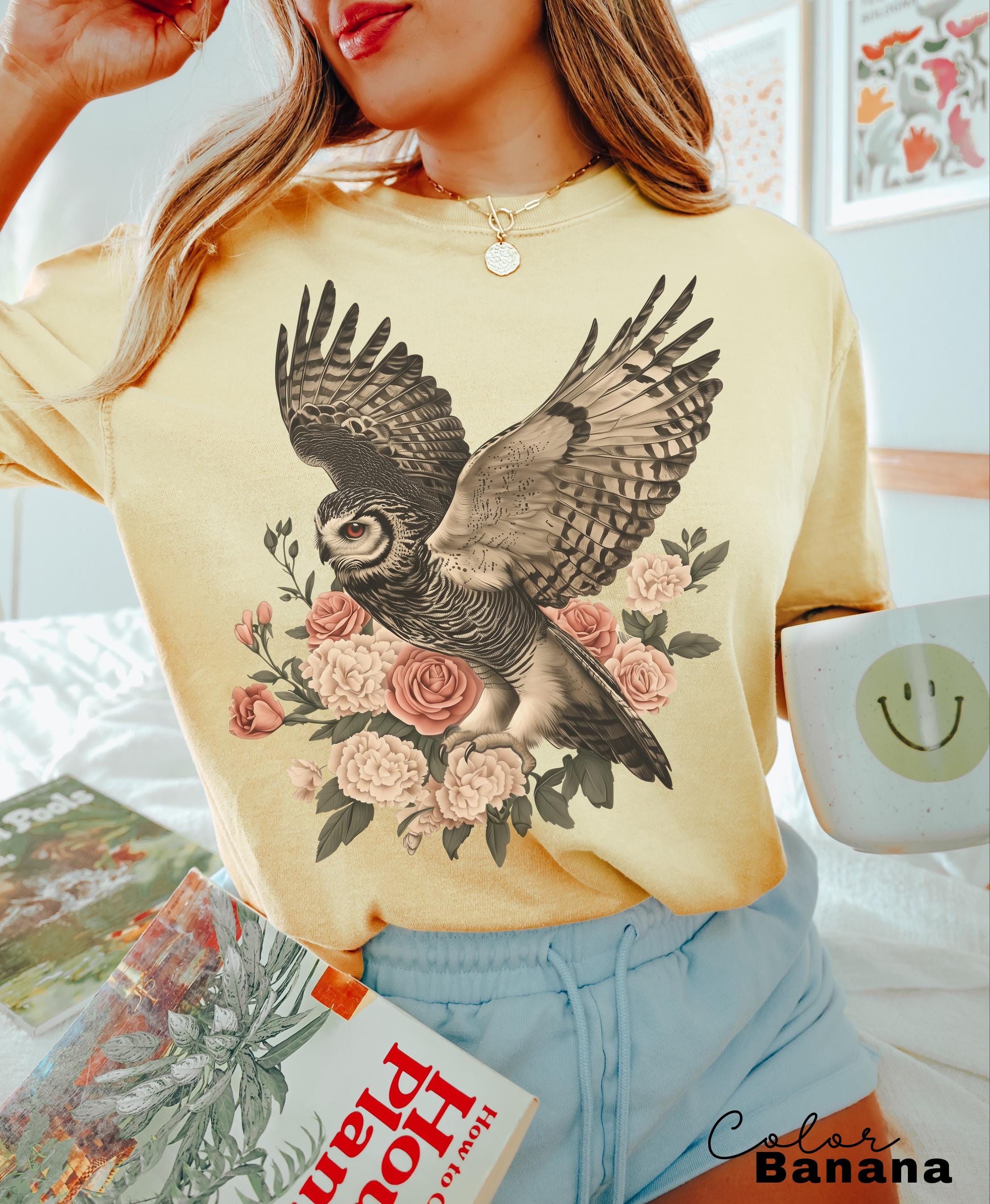 Vintage Style Owl Sweatshirt, Cottagecore Floral Shirt
