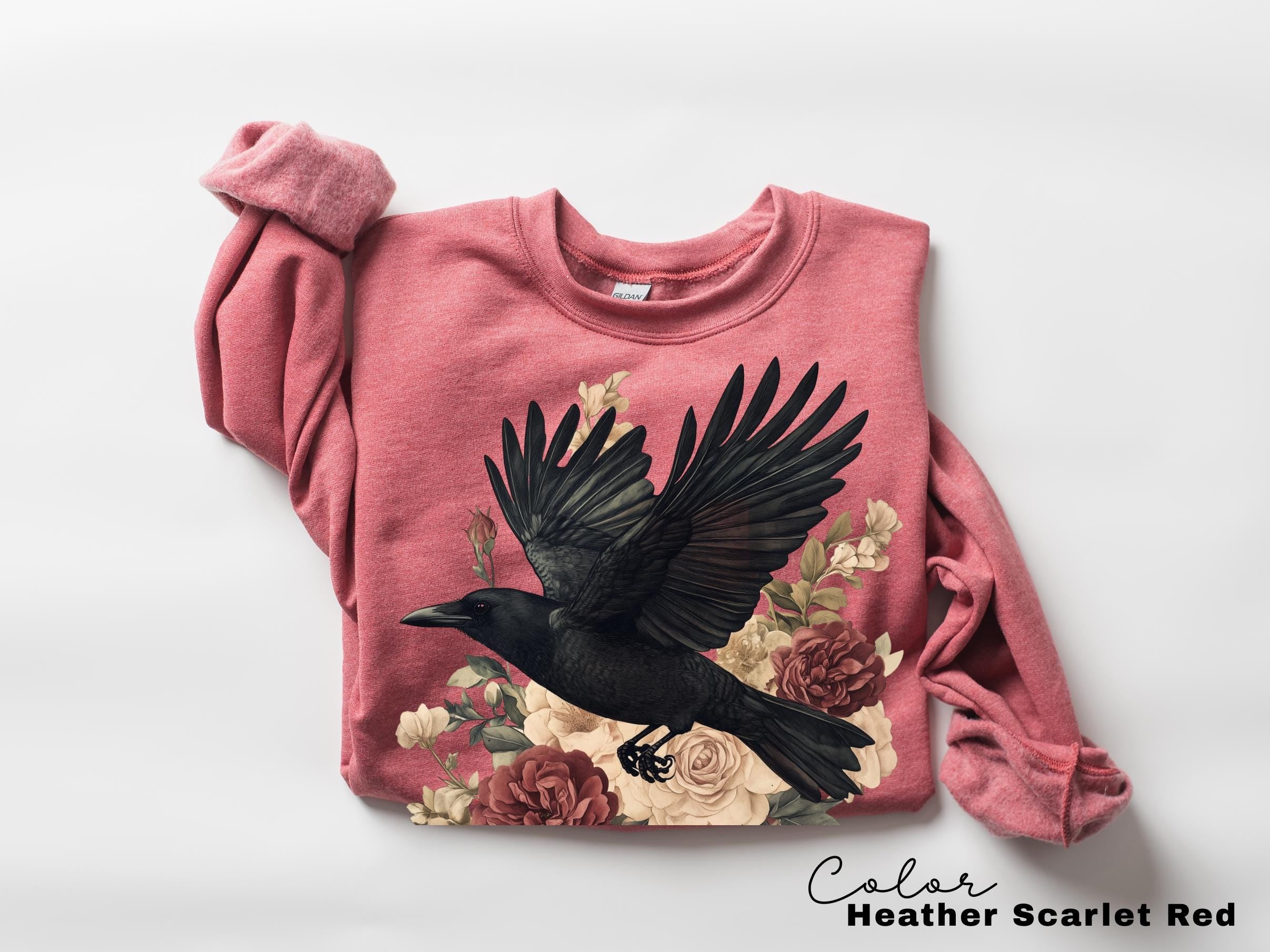Crow Floral T-Shirt, Gothic Cottagecore Graphic Tee, Unisex Shirt