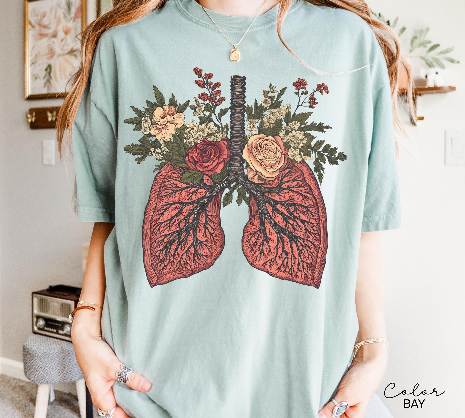 Nurse Flower Shirt, Floral Lungs Shirt, Cardiac Nurse Gift, RN Shirt, Nursing School Grad