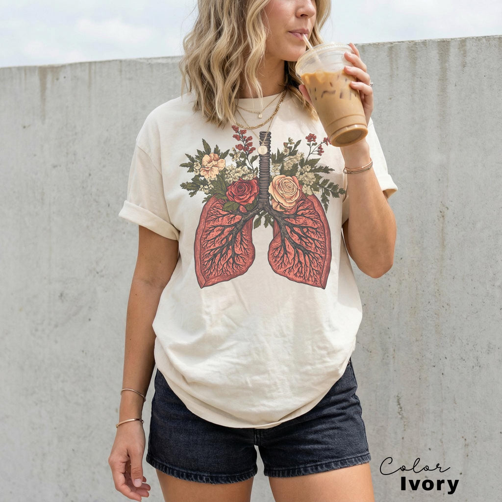 Nurse Flower Shirt, Floral Lungs Shirt, Cardiac Nurse Gift, RN Shirt, Nursing School Grad
