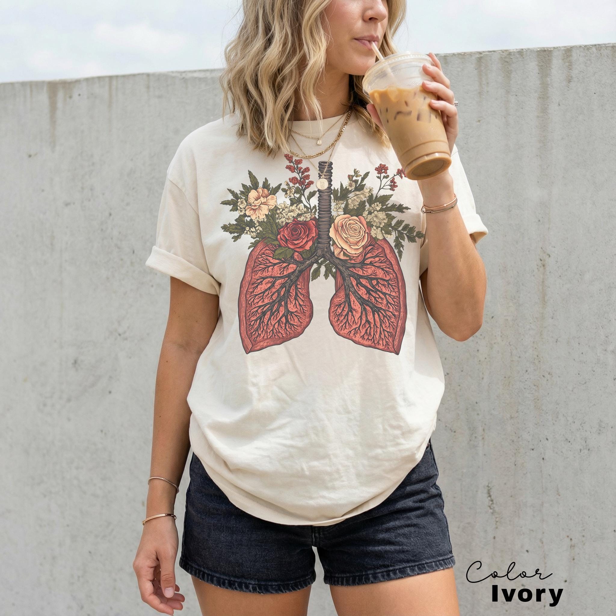Nurse Flower Shirt, Floral Lungs Shirt, Cardiac Nurse Gift, RN Shirt, Nursing School Grad