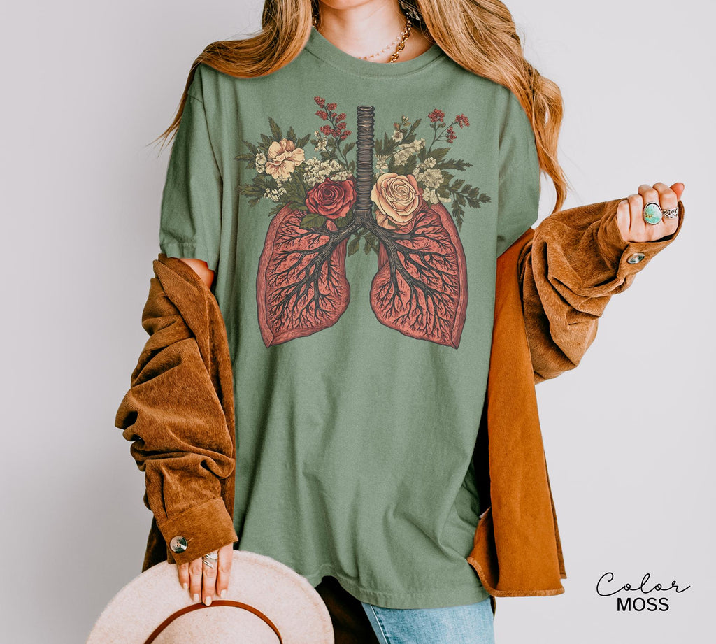Nurse Flower Shirt, Floral Lungs Shirt, Cardiac Nurse Gift, RN Shirt, Nursing School Grad