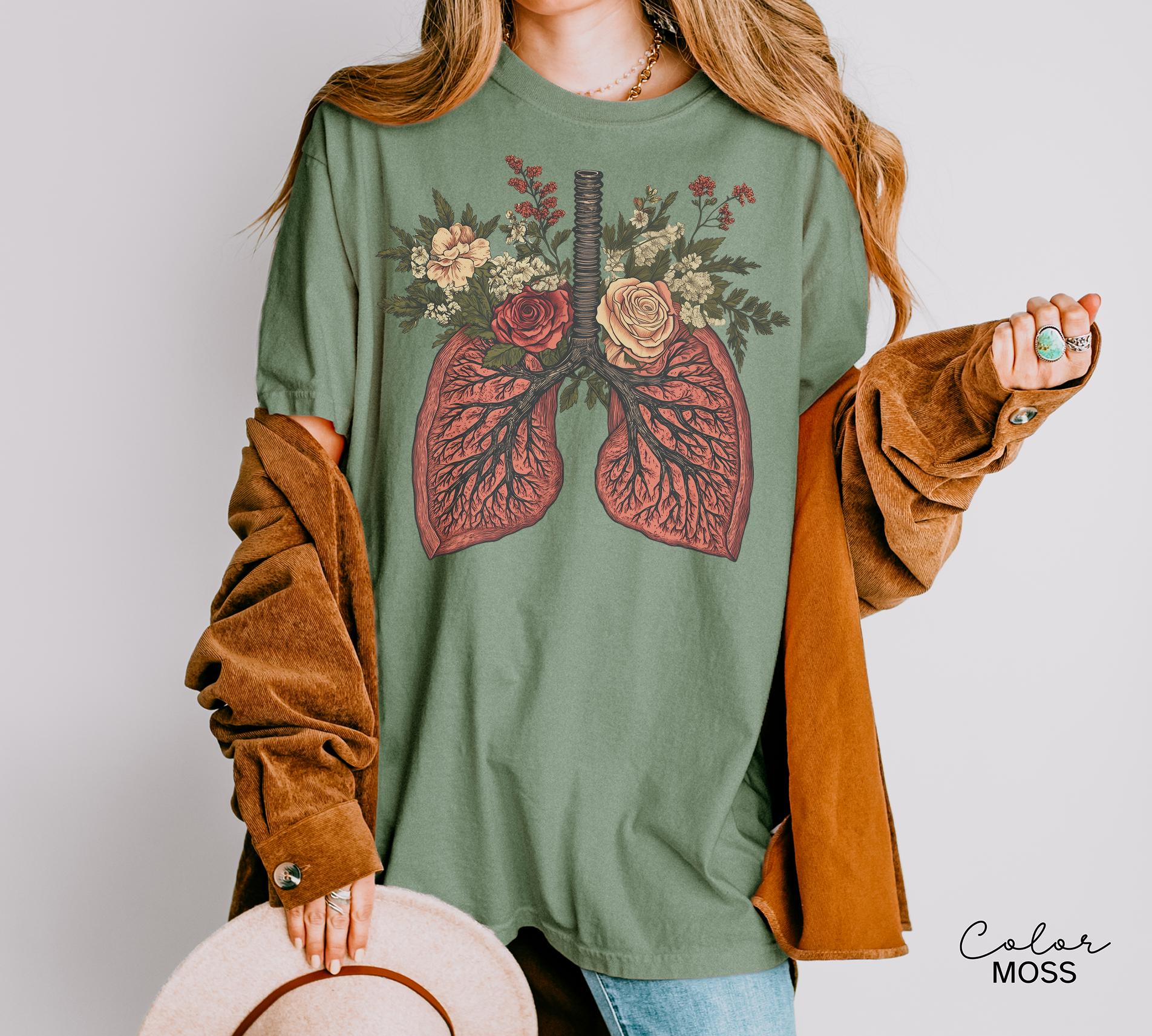 Nurse Flower Shirt, Floral Lungs Shirt, Cardiac Nurse Gift, RN Shirt, Nursing School Grad