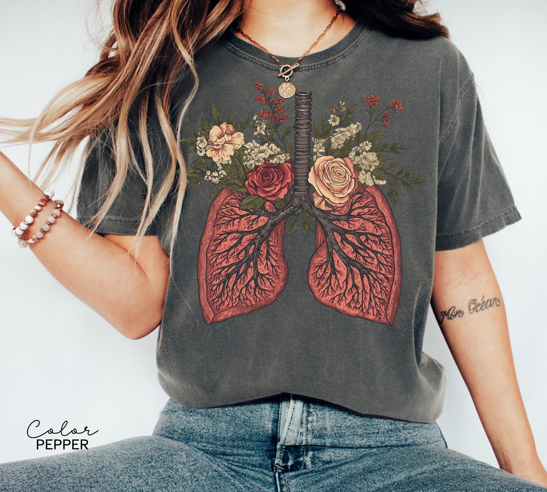 Nurse Flower Floral Lungs Shirt – Cardiac Nurse Gift Tee
