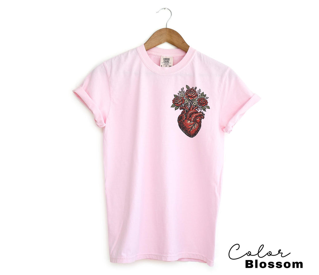 Anatomical Floral Heart Shirt, Cardiac Nurse Gift, RN Shirt, Nursing School Grad