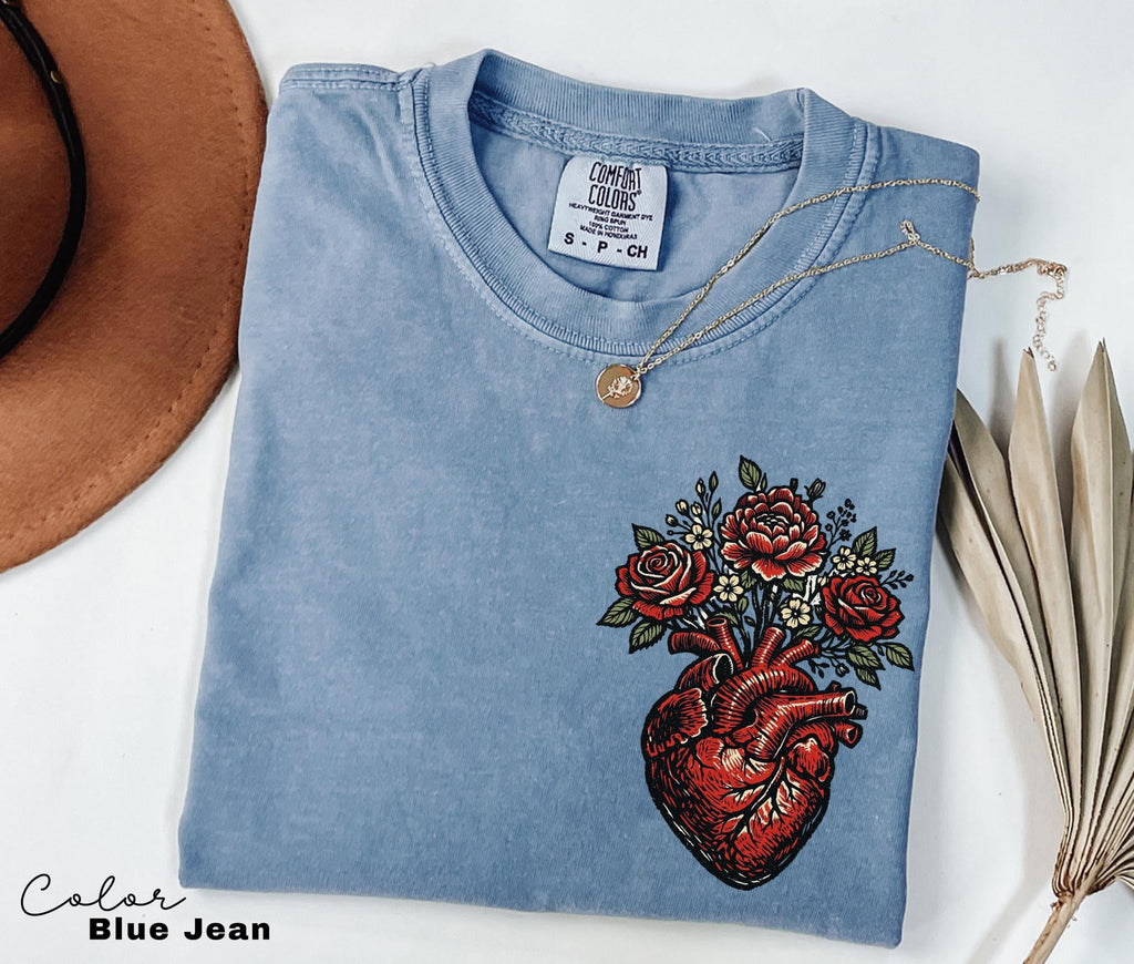 Anatomical Floral Heart Shirt, Cardiac Nurse Gift, RN Shirt, Nursing School Grad