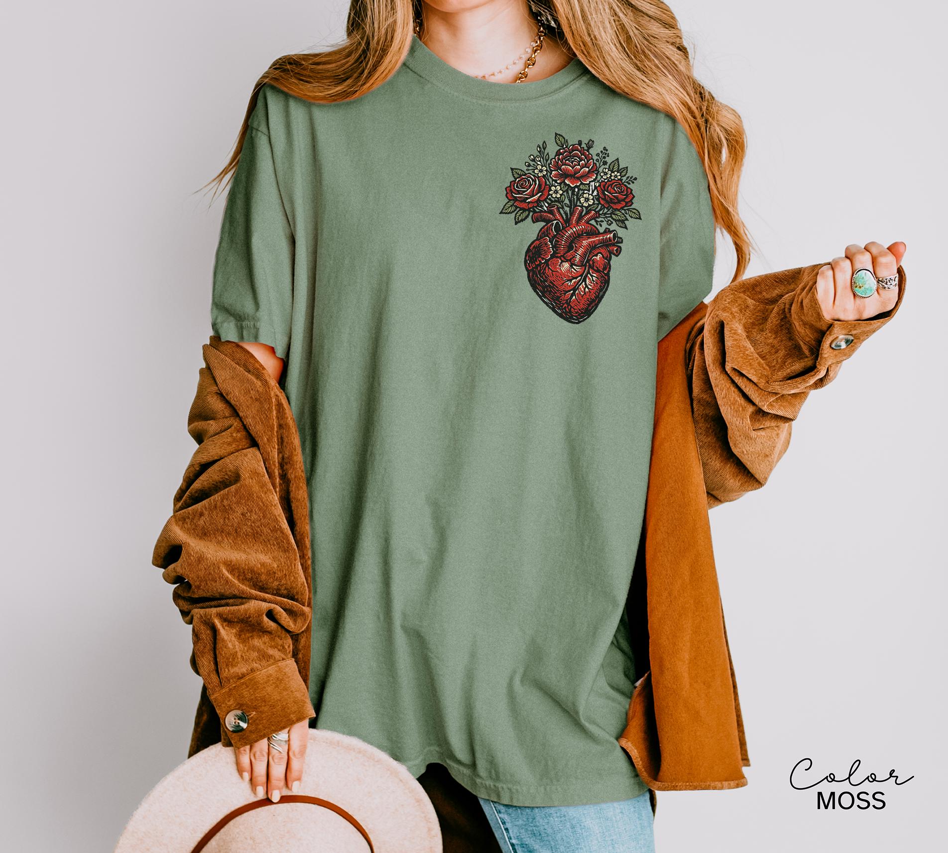 Anatomical Floral Heart Shirt, Cardiac Nurse Gift, RN Shirt, Nursing School Grad