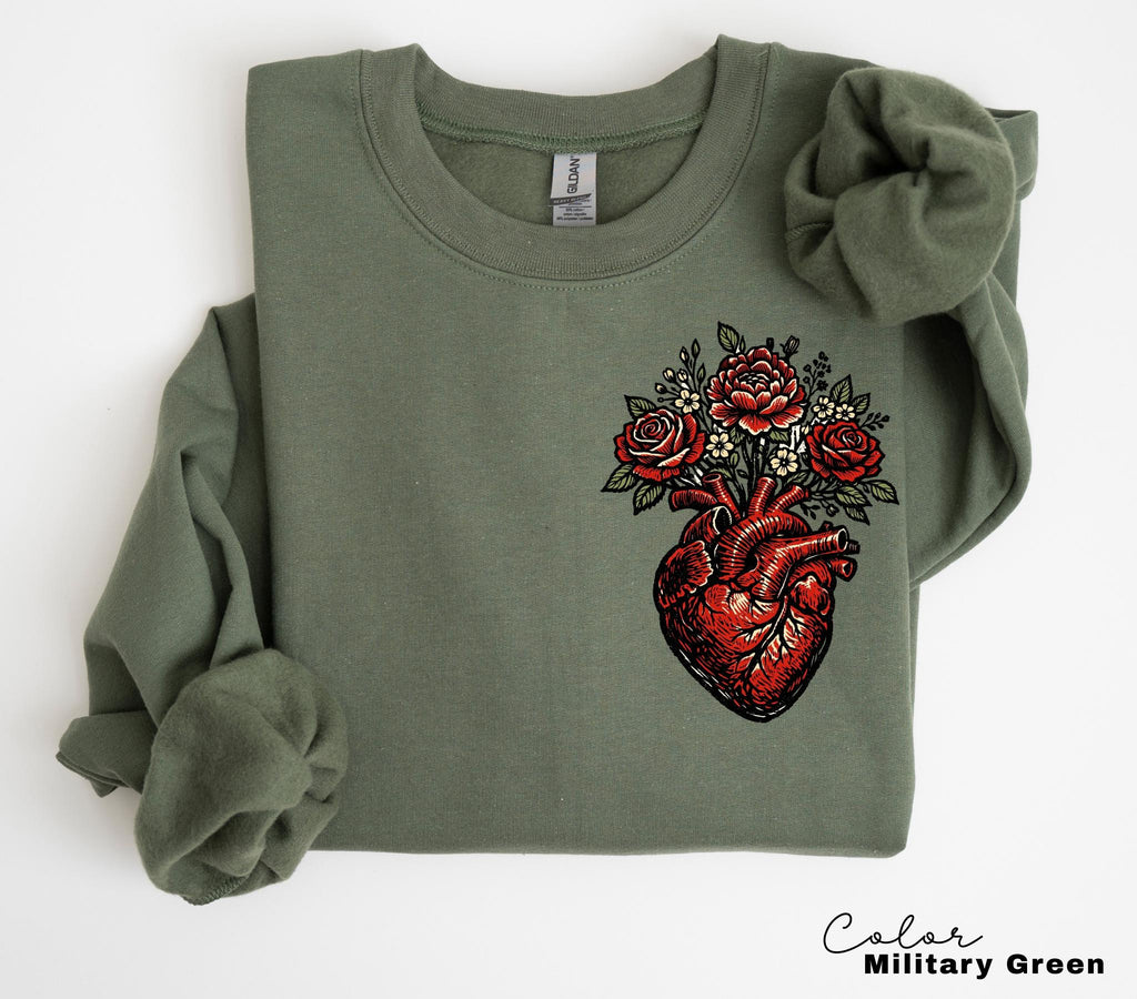 Anatomical Floral Heart Shirt, Cardiac Nurse Gift Tee