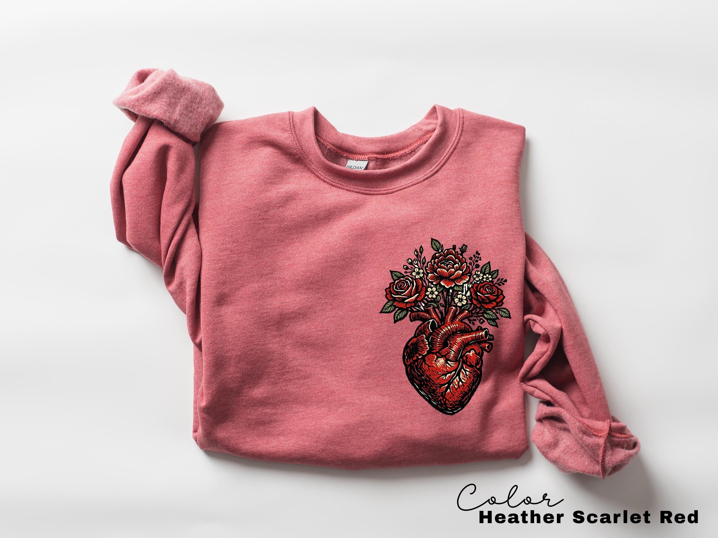 Anatomical Floral Heart Shirt, Cardiac Nurse Gift Tee