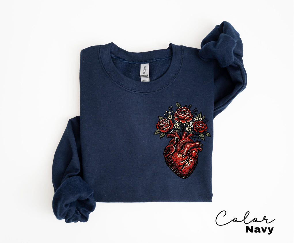 Anatomical Floral Heart Shirt, Cardiac Nurse Gift Tee