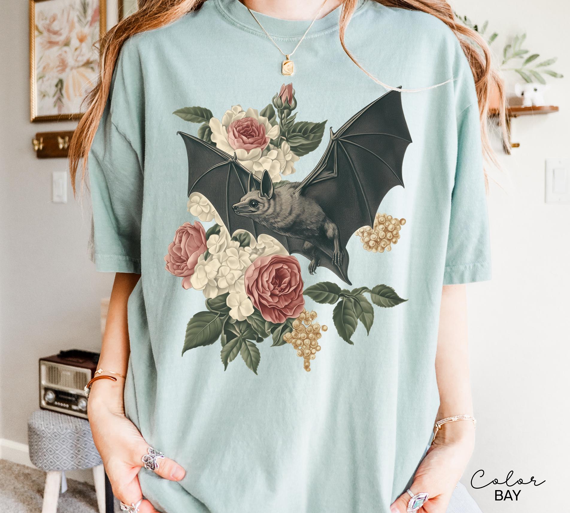 Dark Academia Bat Shirt, Gothic Cottagecore Graphic Tee, Bats 90s T Shirt, Goblincore Sweatshirt