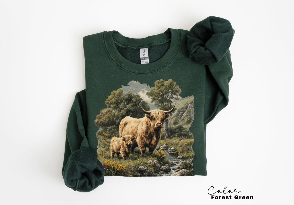 Cows Lover Sunflower Spring T-Shirt with Highland Cow Design