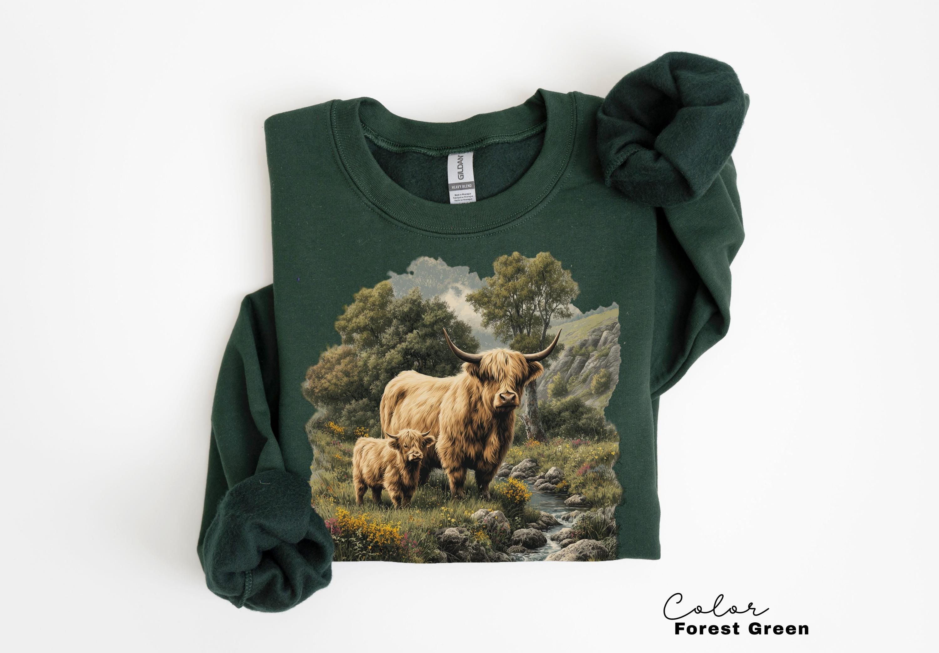 Cows Lover Sunflower Spring T-Shirt with Highland Cow Design