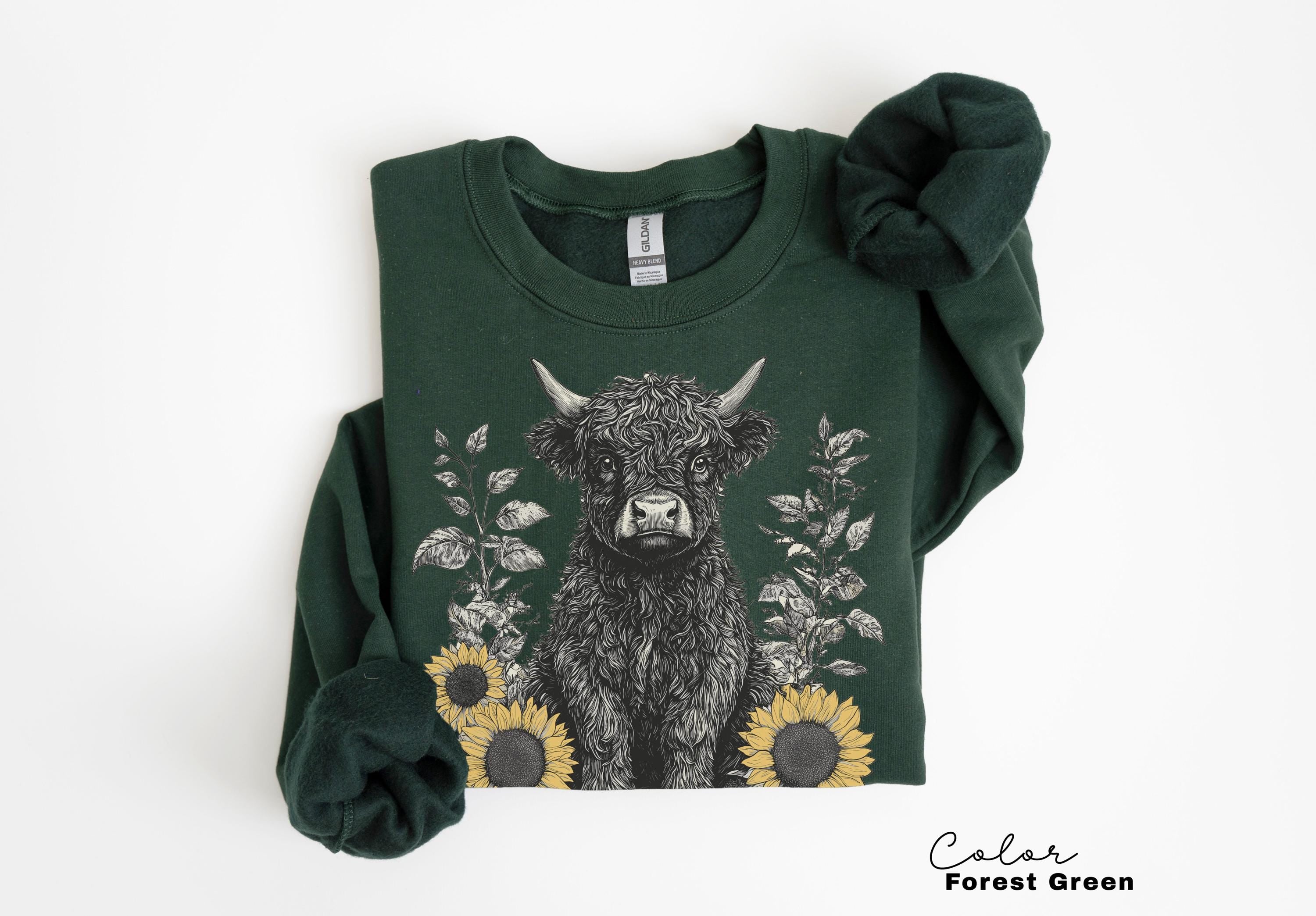 Highland Cow Retro 90s Nature Sweatshirt, Cows Lover Tee